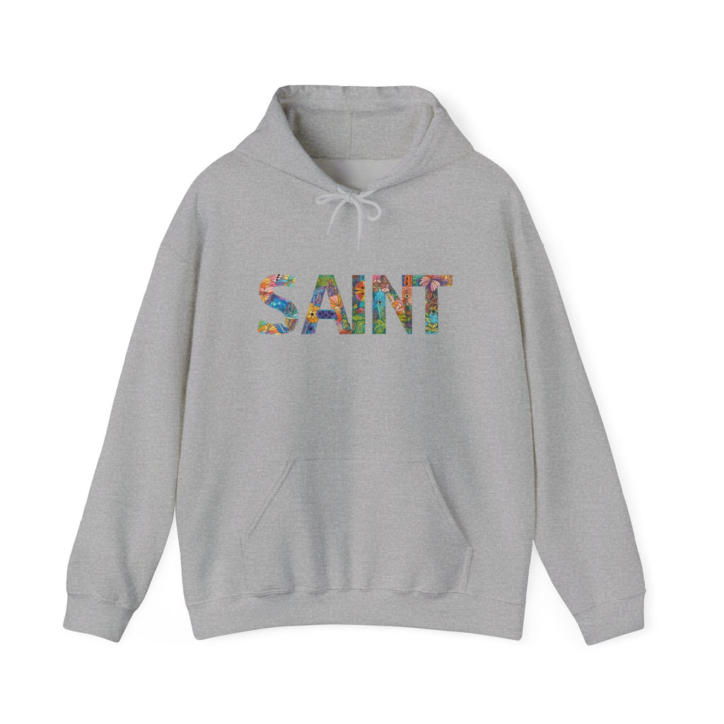 Womens Saint Floral Hoodie — Colorful 'SAINT' Graphic Pullover