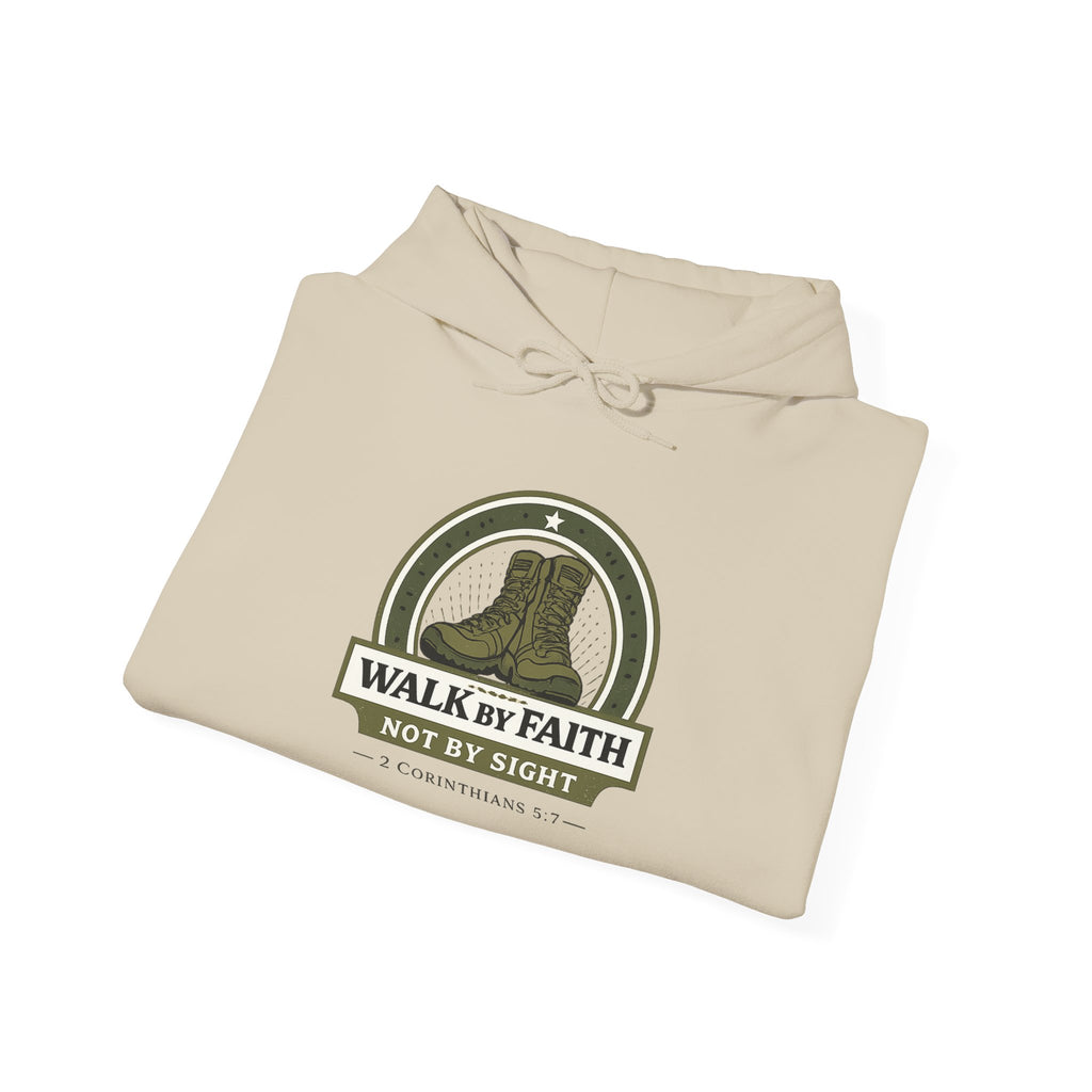 Mens Walk By Faith Hoodie – Inspirational Christian Faith Sweatshirt