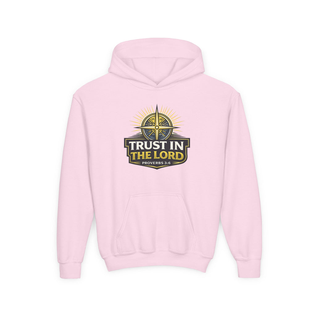 Youth Hoodie — "Trust in the Lord" Christian Compass Sweatshirt (Proverbs 3:5)