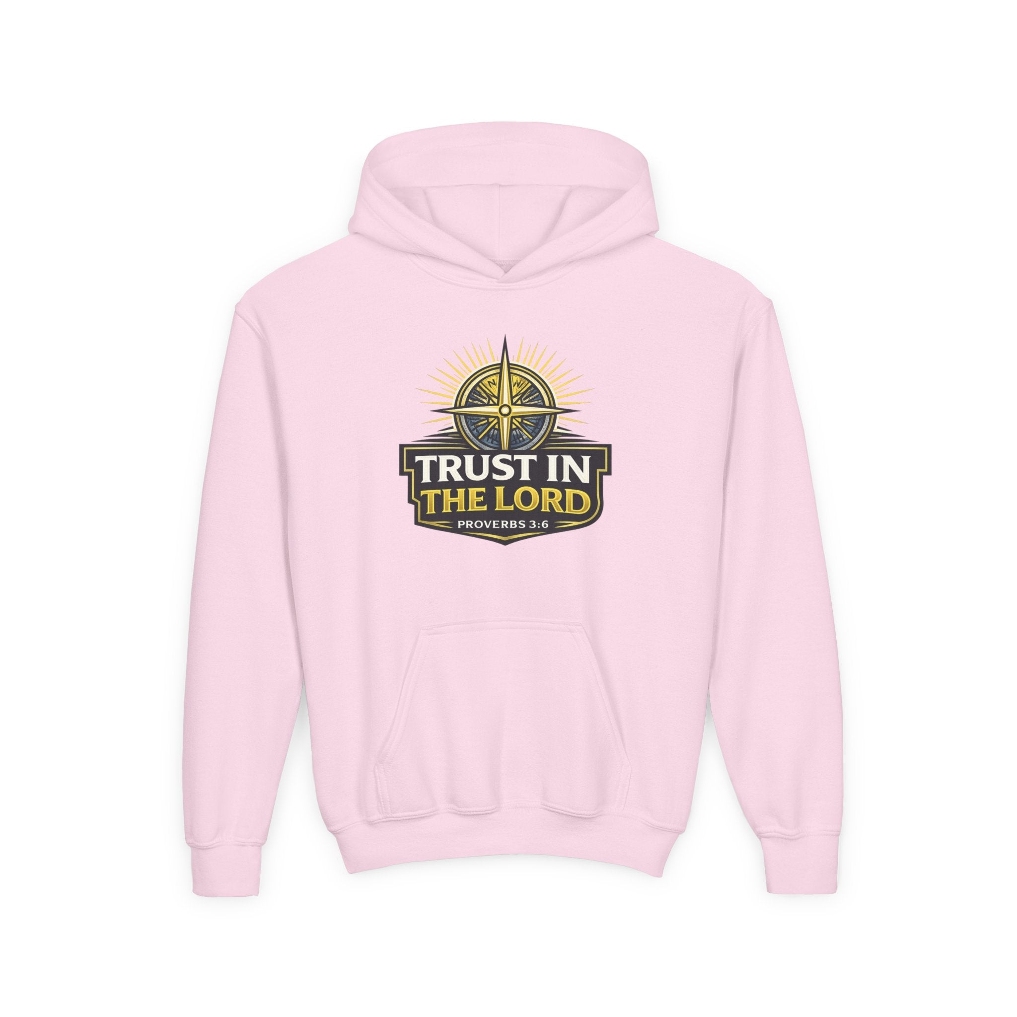 Youth Hoodie — "Trust in the Lord" Christian Compass Sweatshirt (Proverbs 3:5)