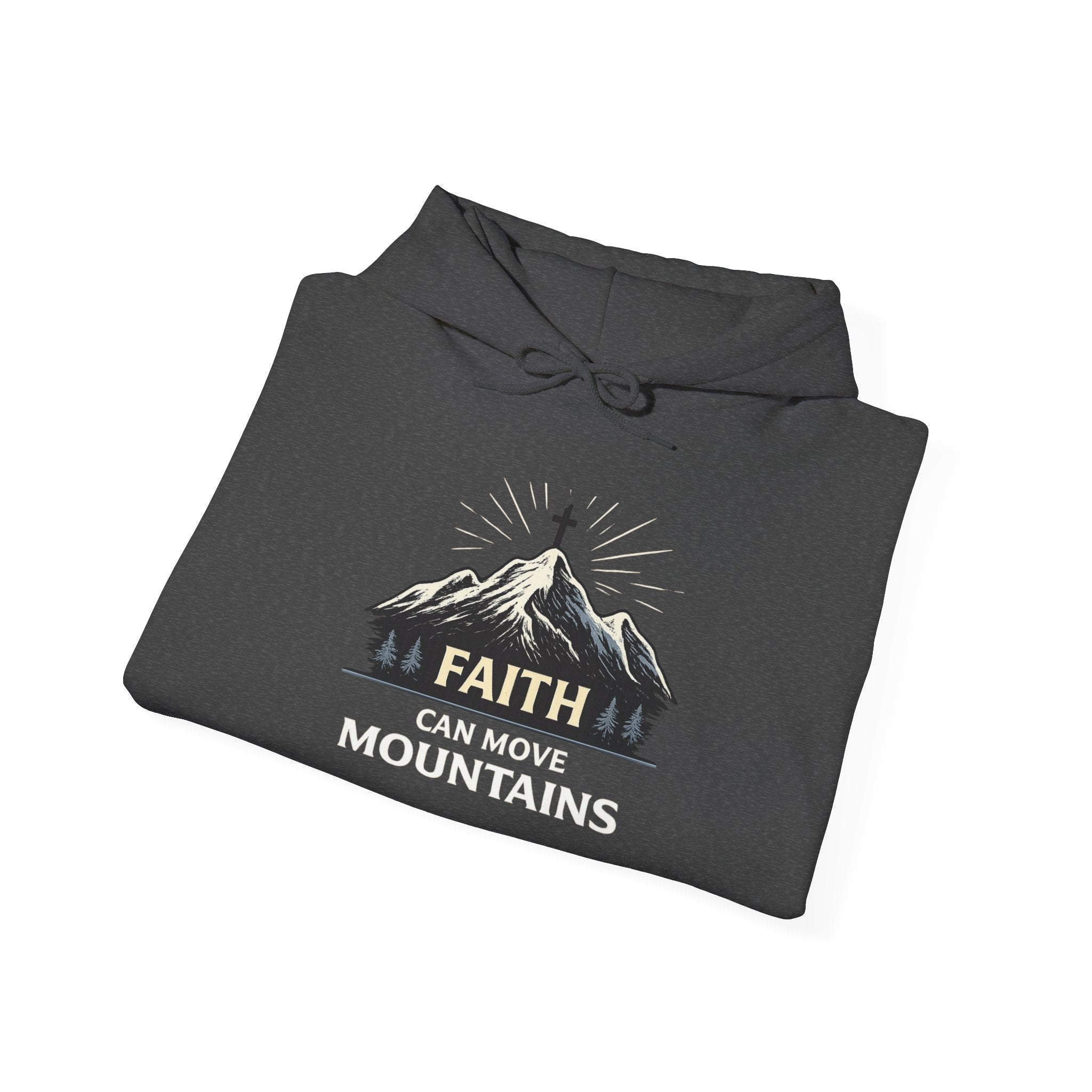 Mens Heavy Blend™ 'Faith Can Move Mountains" Hooded Sweatshirt
