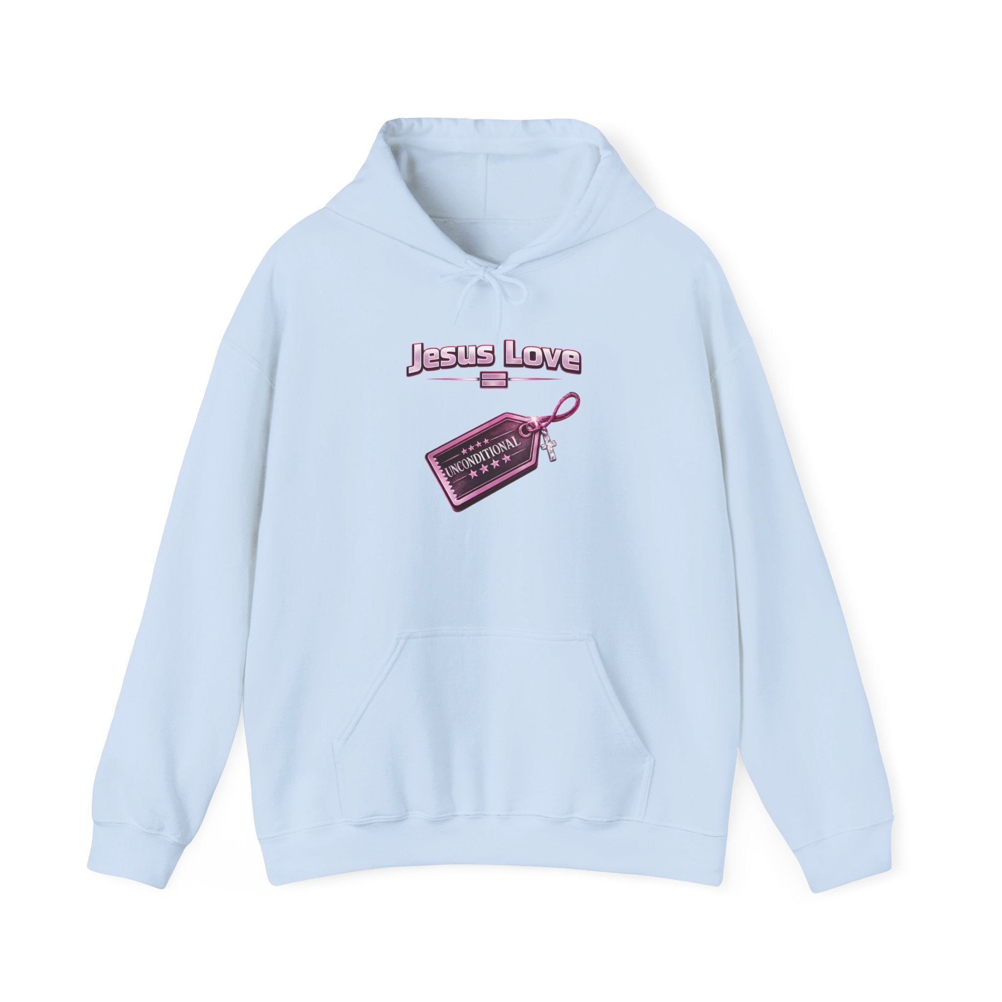 Jesus Love Hoodie — Retro Tag Graphic Christian Faith Pullover
