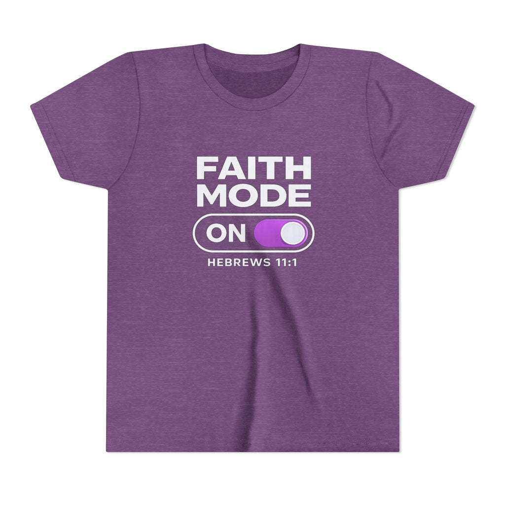 Faith Mode On Youth Tee — Hebrews 11:1 Christian Kids Shirt