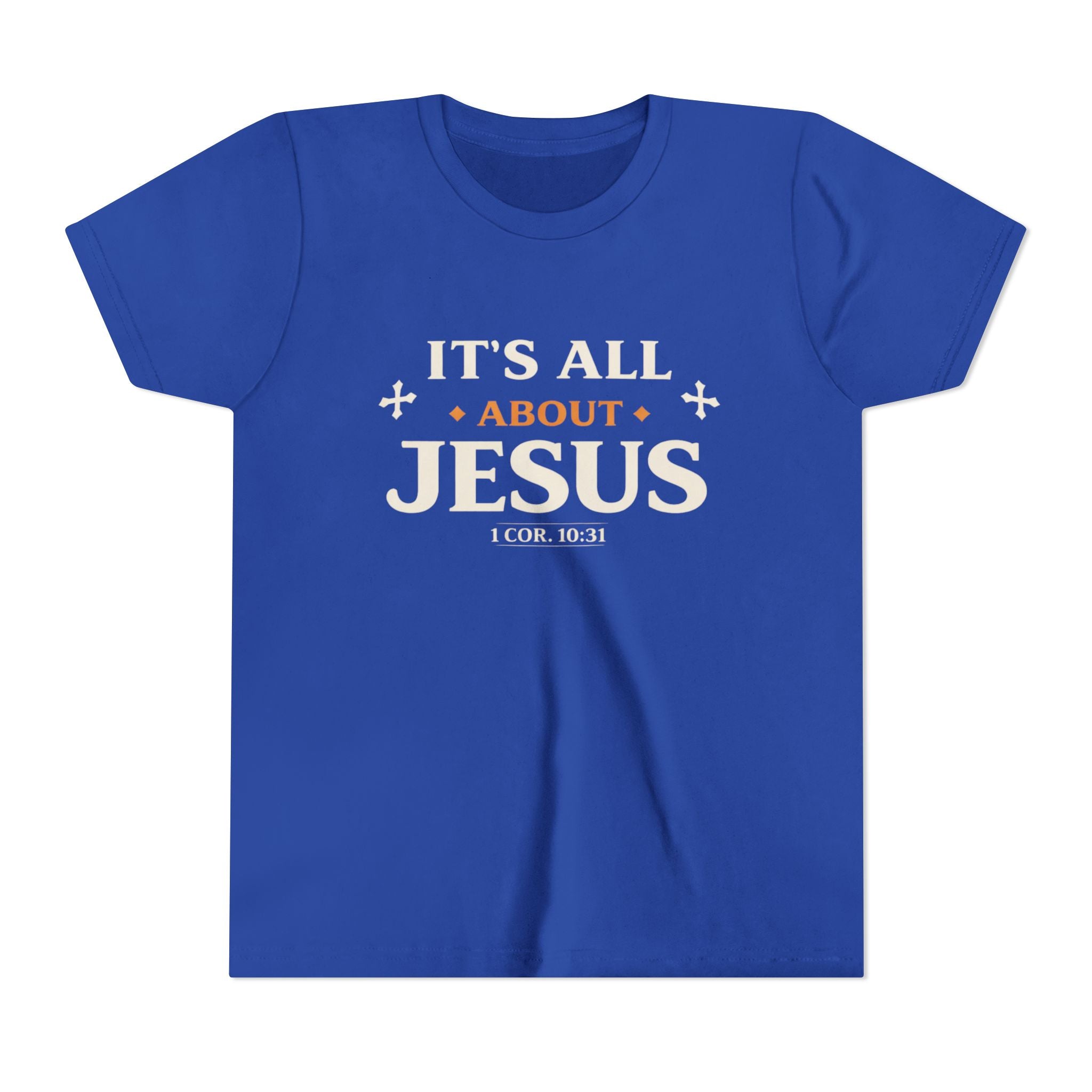Boys Youth Tee - "It's All About Jesus" Christian Kids Shirt (1 Cor. 10:31)