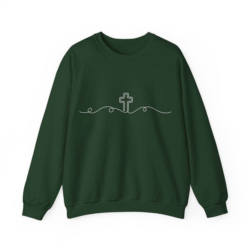 Womens Minimal Cross Line Crewneck Sweatshirt