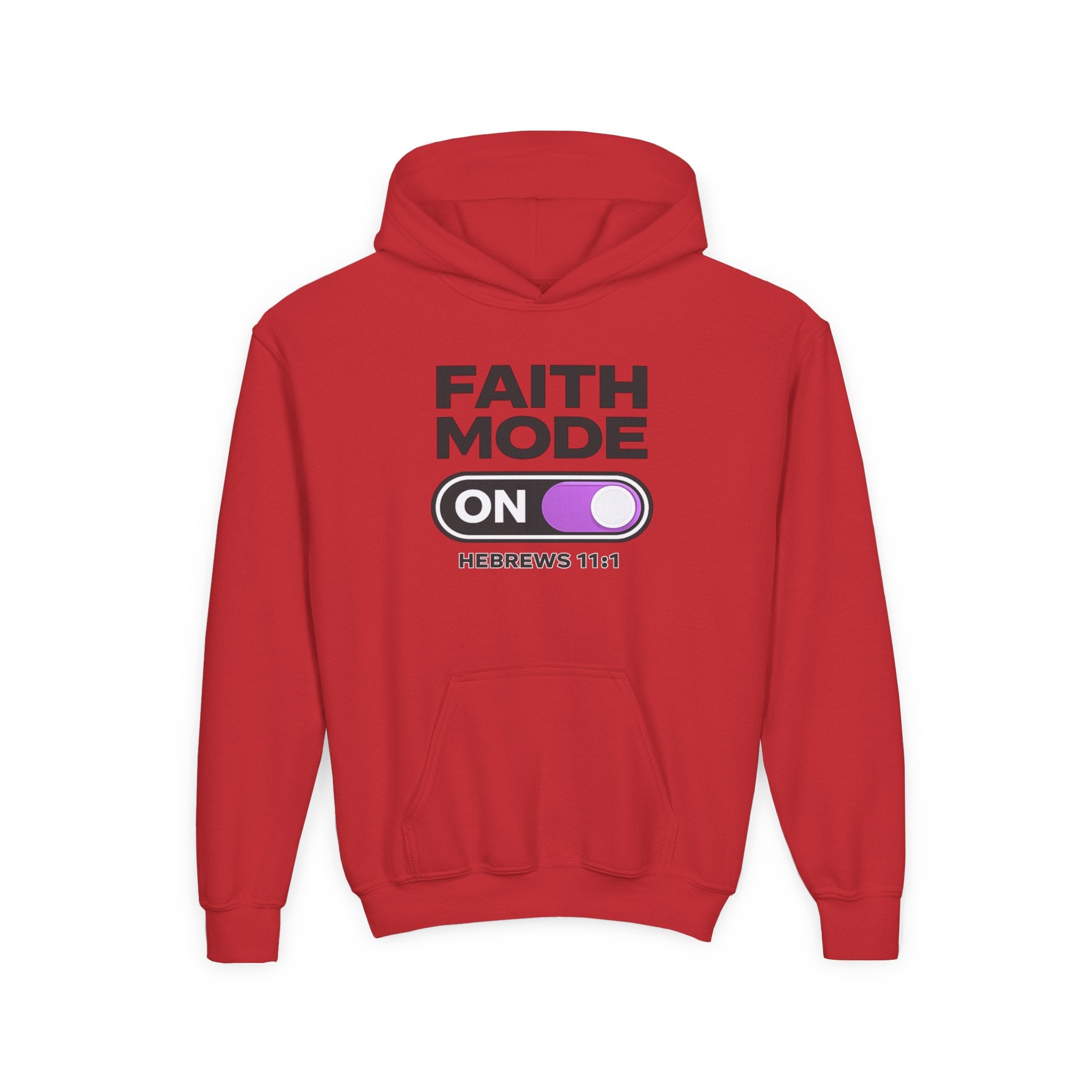 Faith Mode Hoodie - "Faith Mode On" Youth Christian Pullover (Hebrews 11:1)