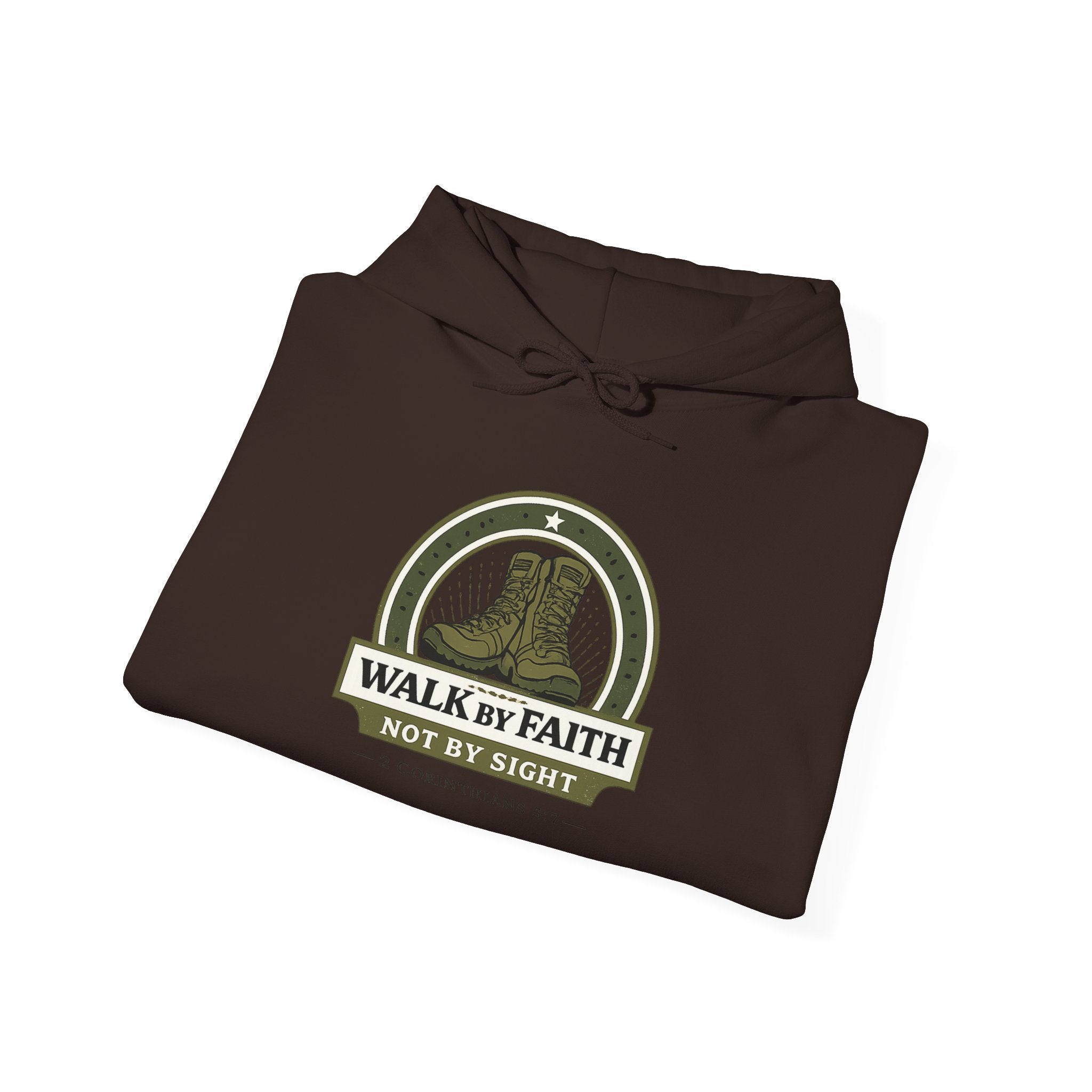 Mens Walk By Faith Hoodie – Inspirational Christian Faith Sweatshirt