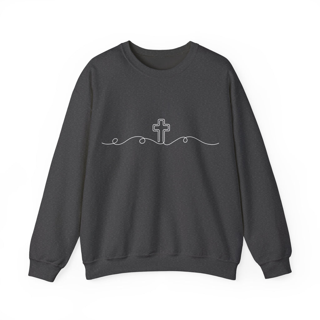 Womens Minimal Cross Line Crewneck Sweatshirt