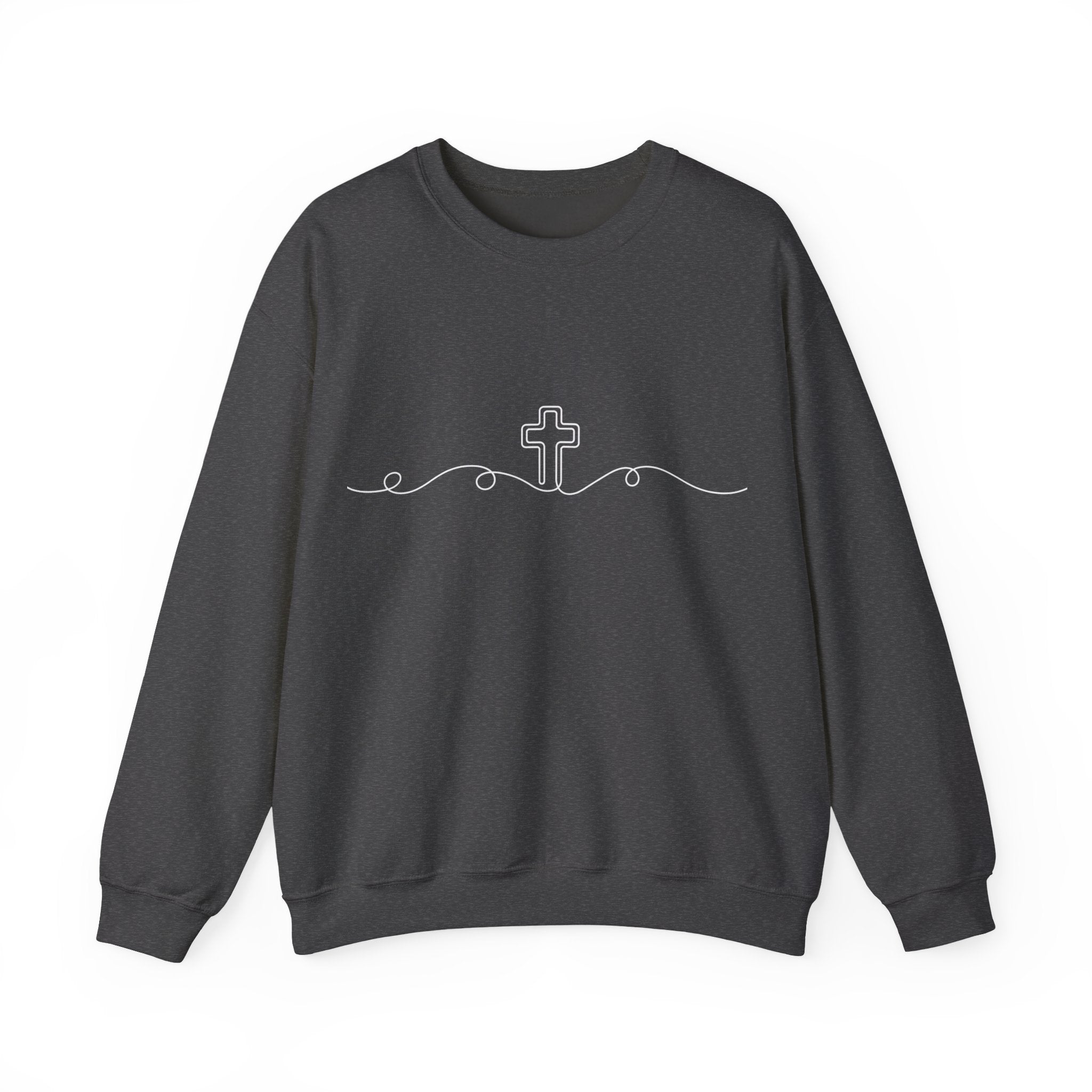Womens Minimal Cross Line Crewneck Sweatshirt