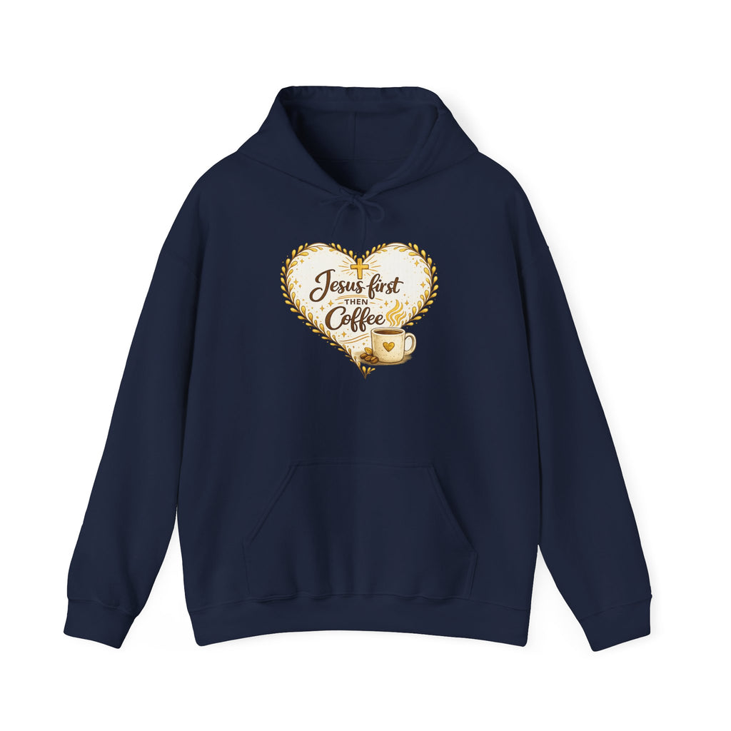 Womens Jesus First Coffee Hoodie – Christian Faith & Coffee Heart Design