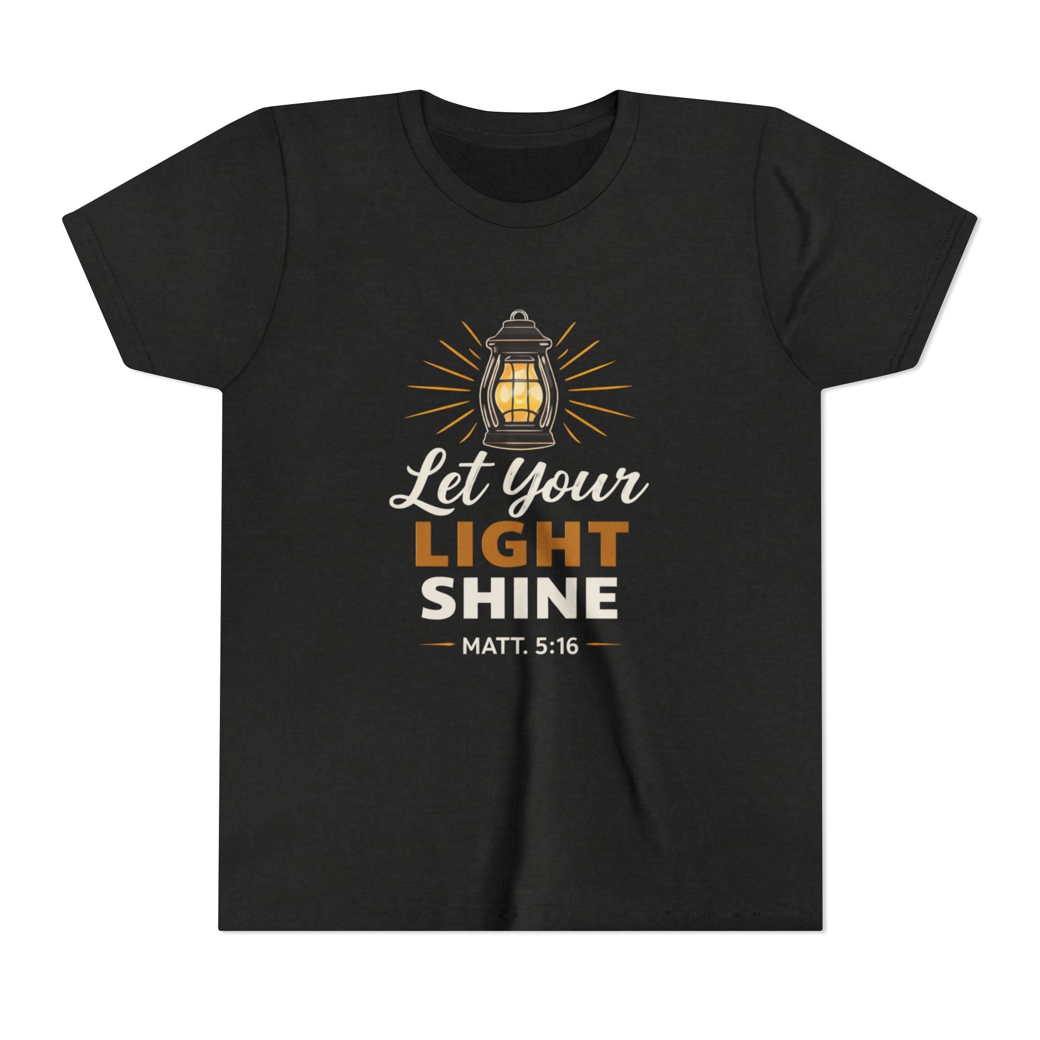 Boys Youth Tee — "Let Your Light Shine" Christian Lantern Shirt (Matt. 5:16)