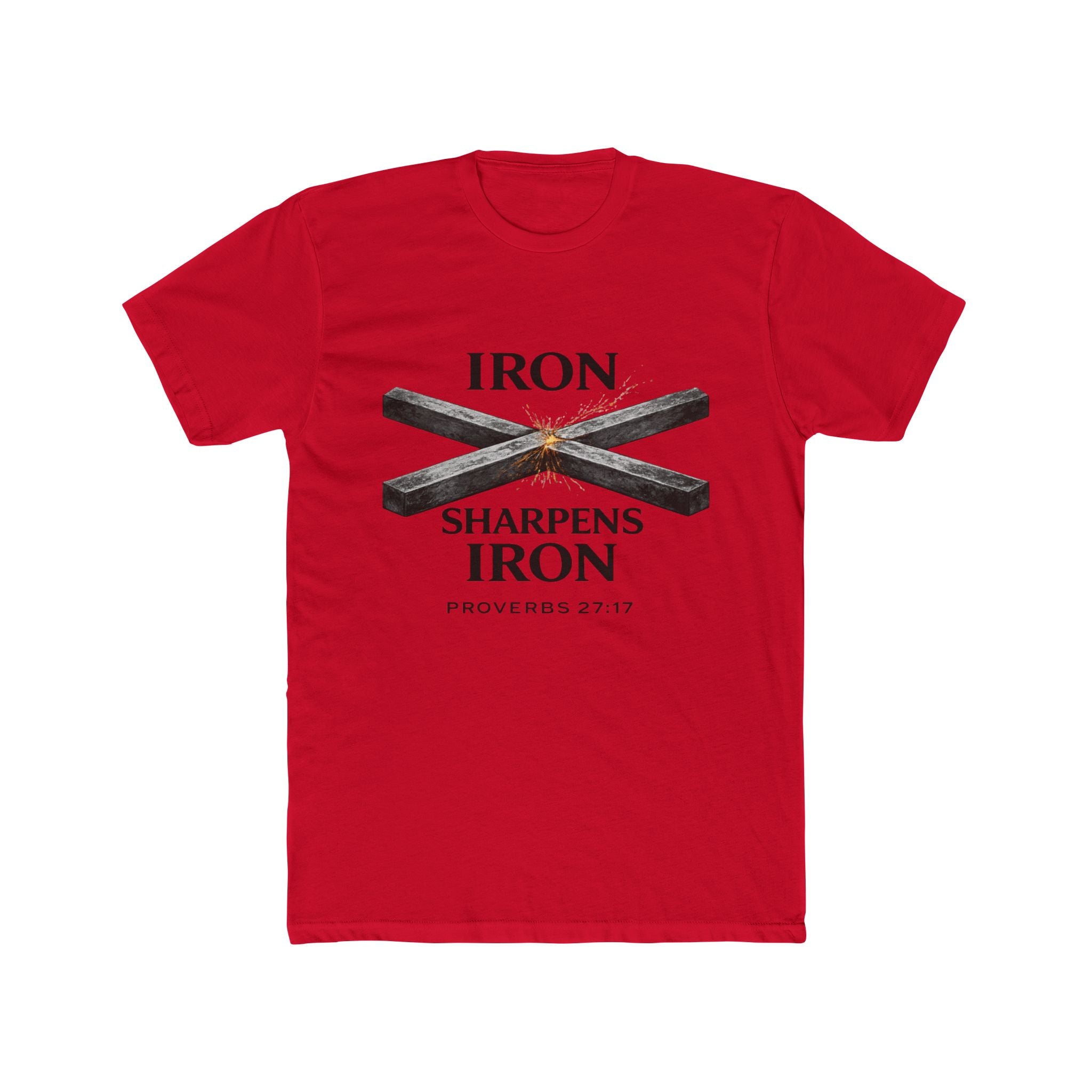 Iron Sharpens Iron T‑Shirt — Proverbs 27:17 Christian Tee