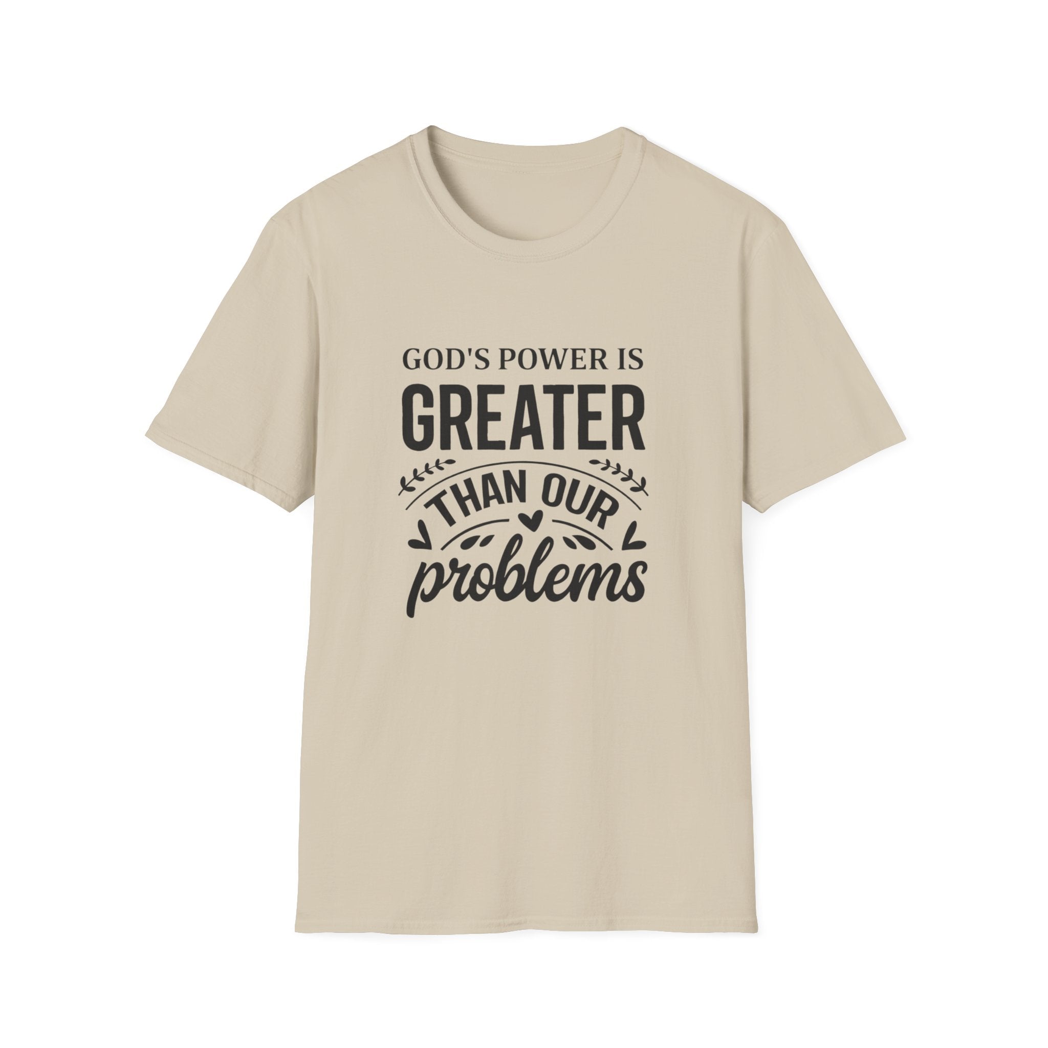 Womens Christian Faith T-Shirt — "God's Power Is Greater Than Our Problems" Inspirational Tee
