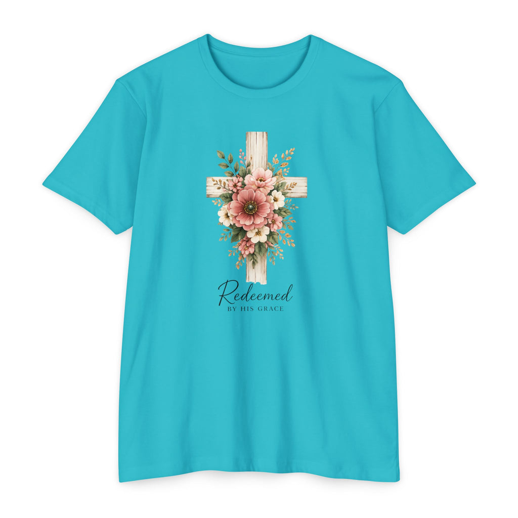 Womens Floral Cross Bouquet T-shirt | Botanical Flower Cross Graphic