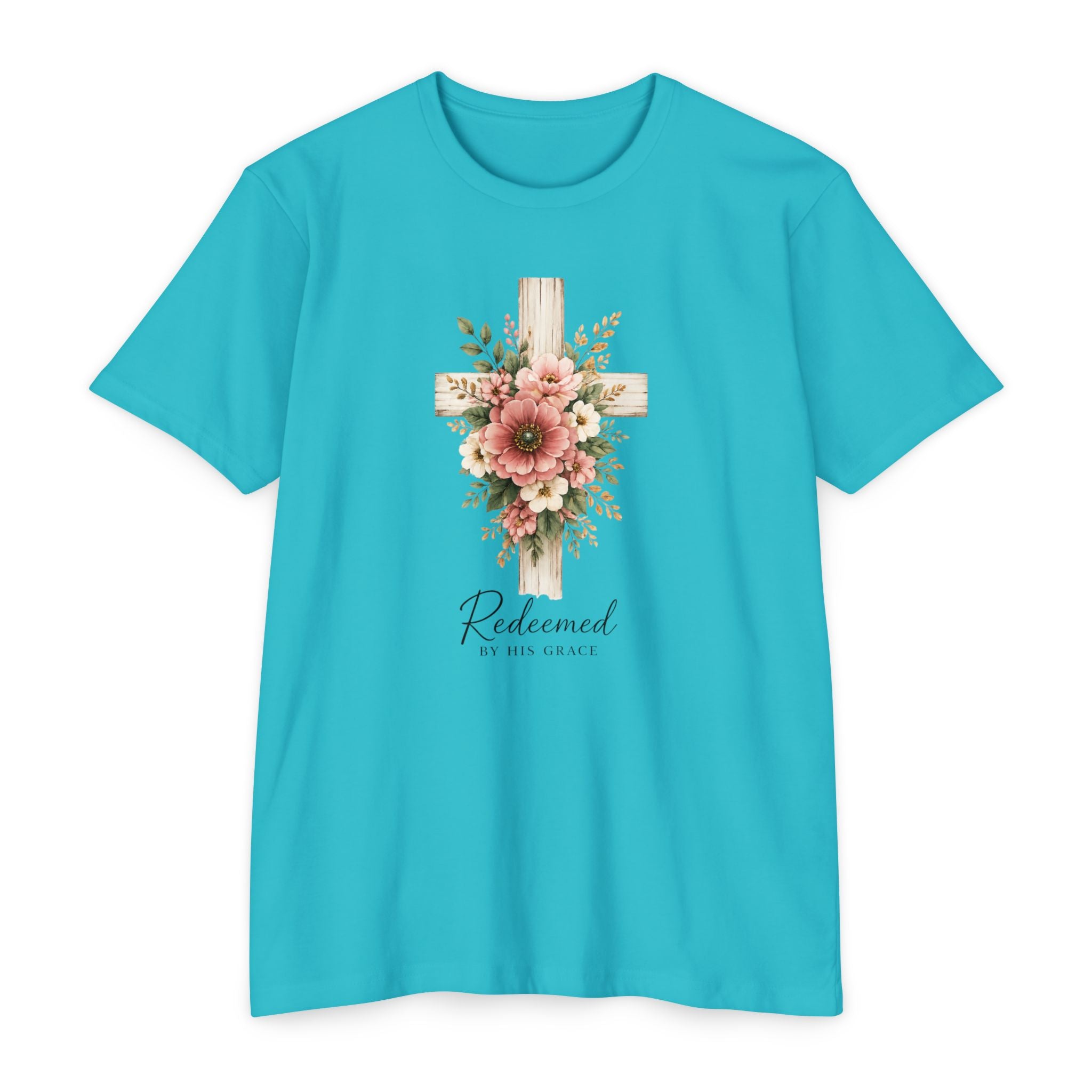 Womens Floral Cross Bouquet T-shirt | Botanical Flower Cross Graphic