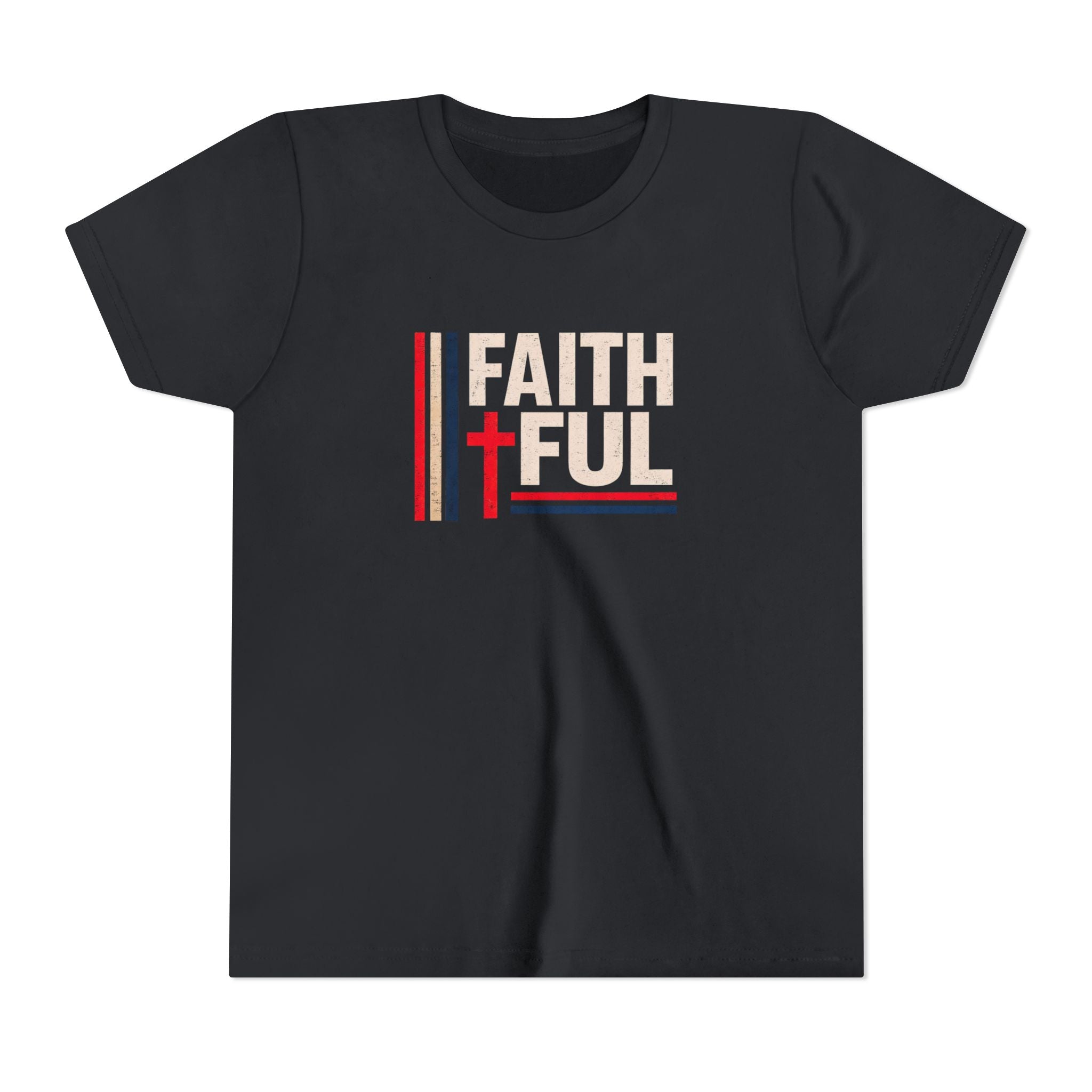 Boys Faithful Youth Tee — Christian Kids Shirt with Cross Graphic
