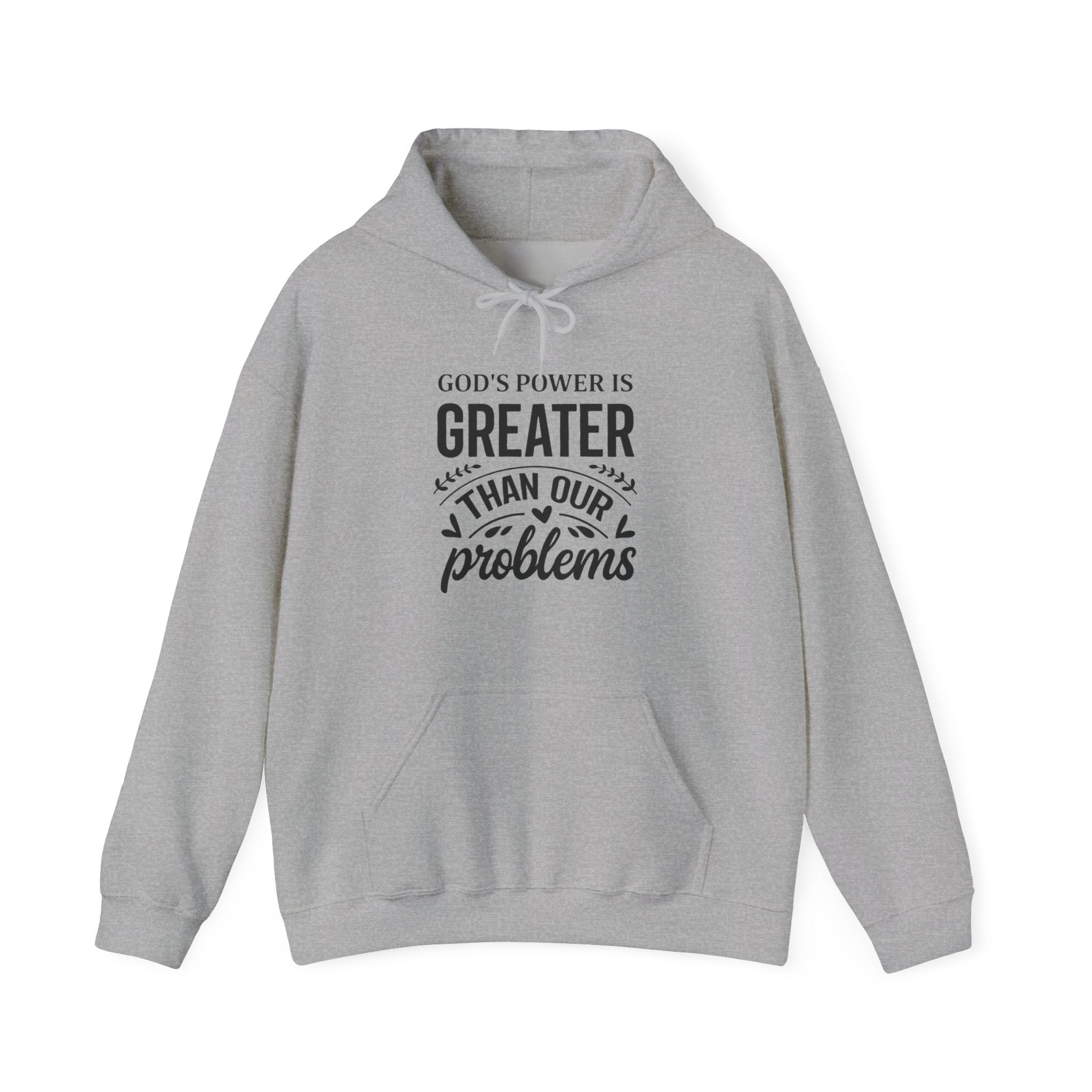 Womens God's Power Is Greater Hoodie — Inspirational Christian Faith Sweatshirt