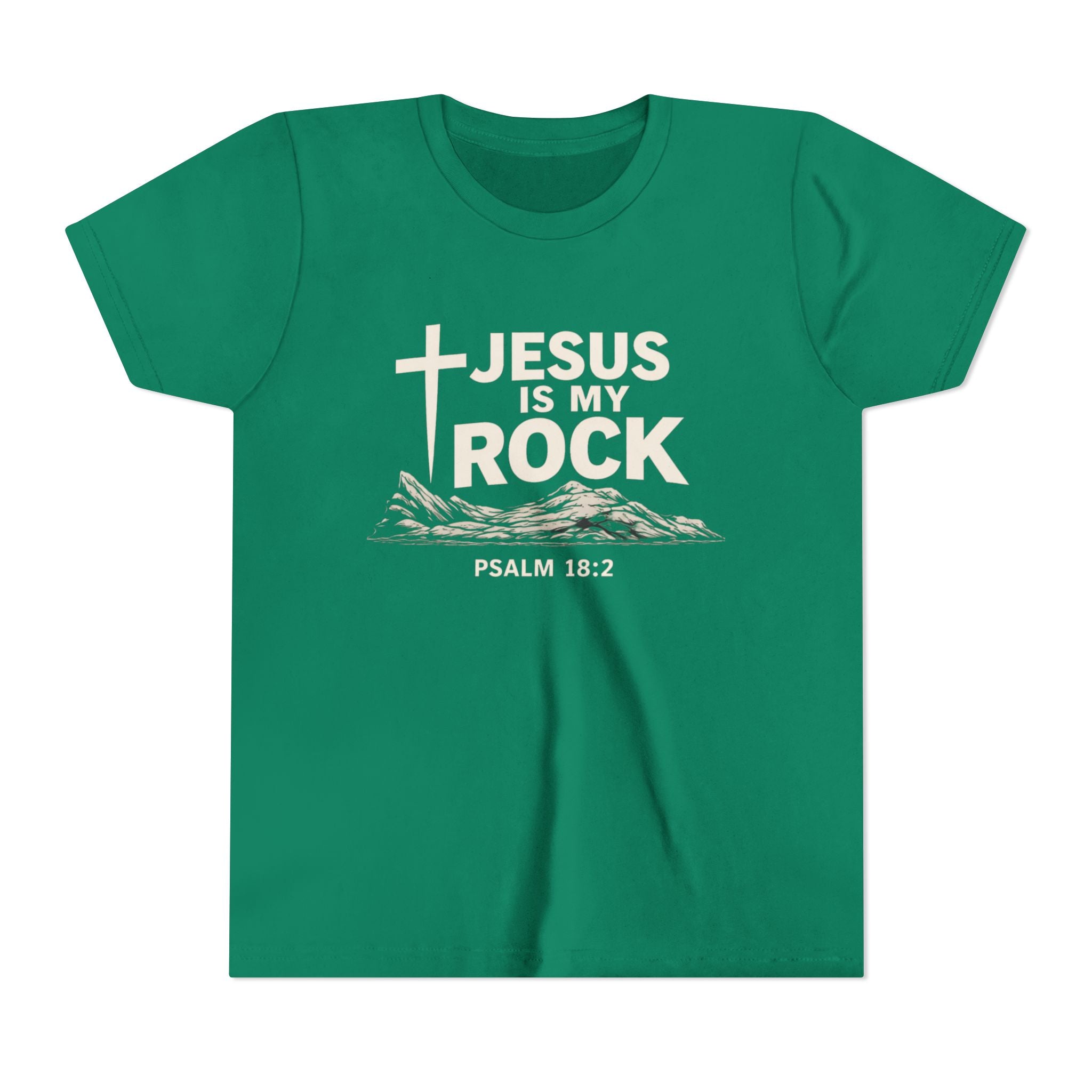 Boys Youth Tee — "Jesus Is My Rock" Psalm 18:2 Christian Kids T-Shirt