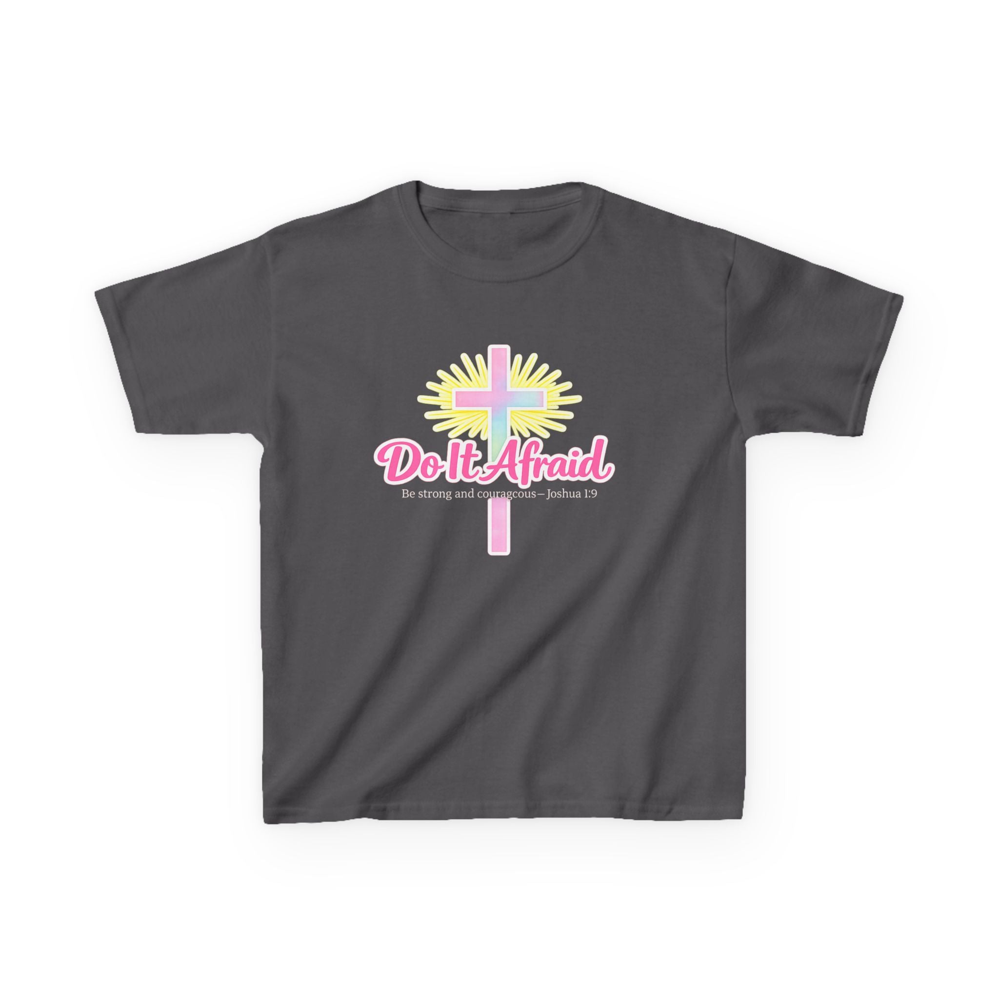 Girls Tshirt "Do It Afraid" Cross Christian Shirt