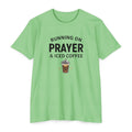 Prayer & Iced Coffee T-Shirt — "Running on Prayer & Iced Coffee" Christian Coffee Tee