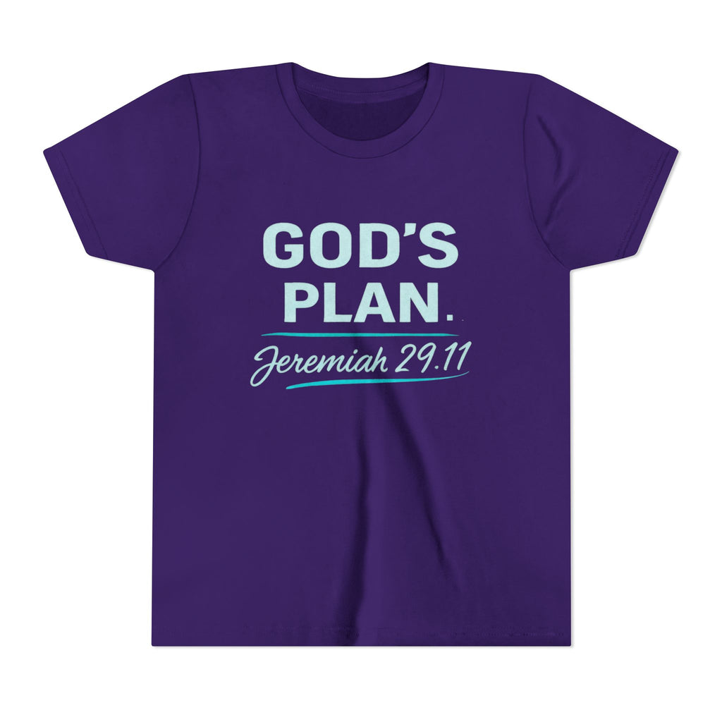 Youth Tee — "God's Plan" Jeremiah 29:11 Christian Faith Shirt