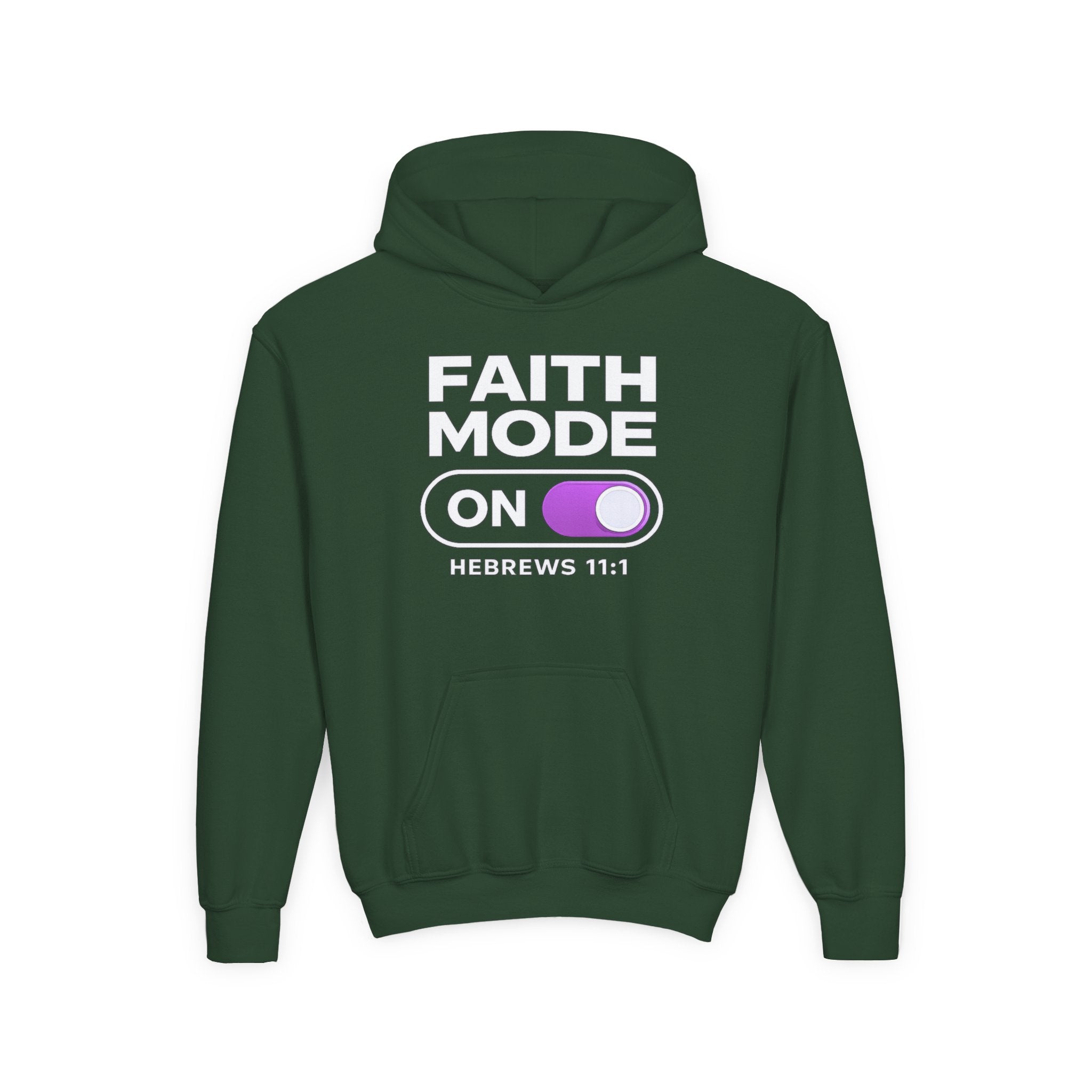 Faith Mode Hoodie - "Faith Mode On" Youth Christian Pullover (Hebrews 11:1)