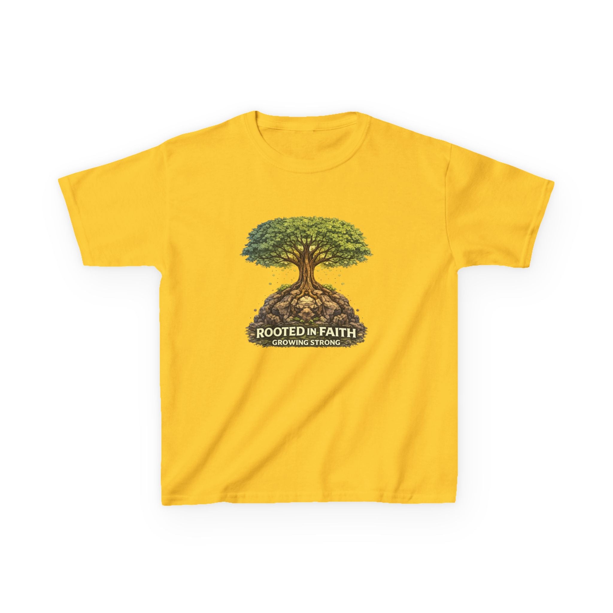 Kids Tee — 'Rooted in Faith' Tree Graphic