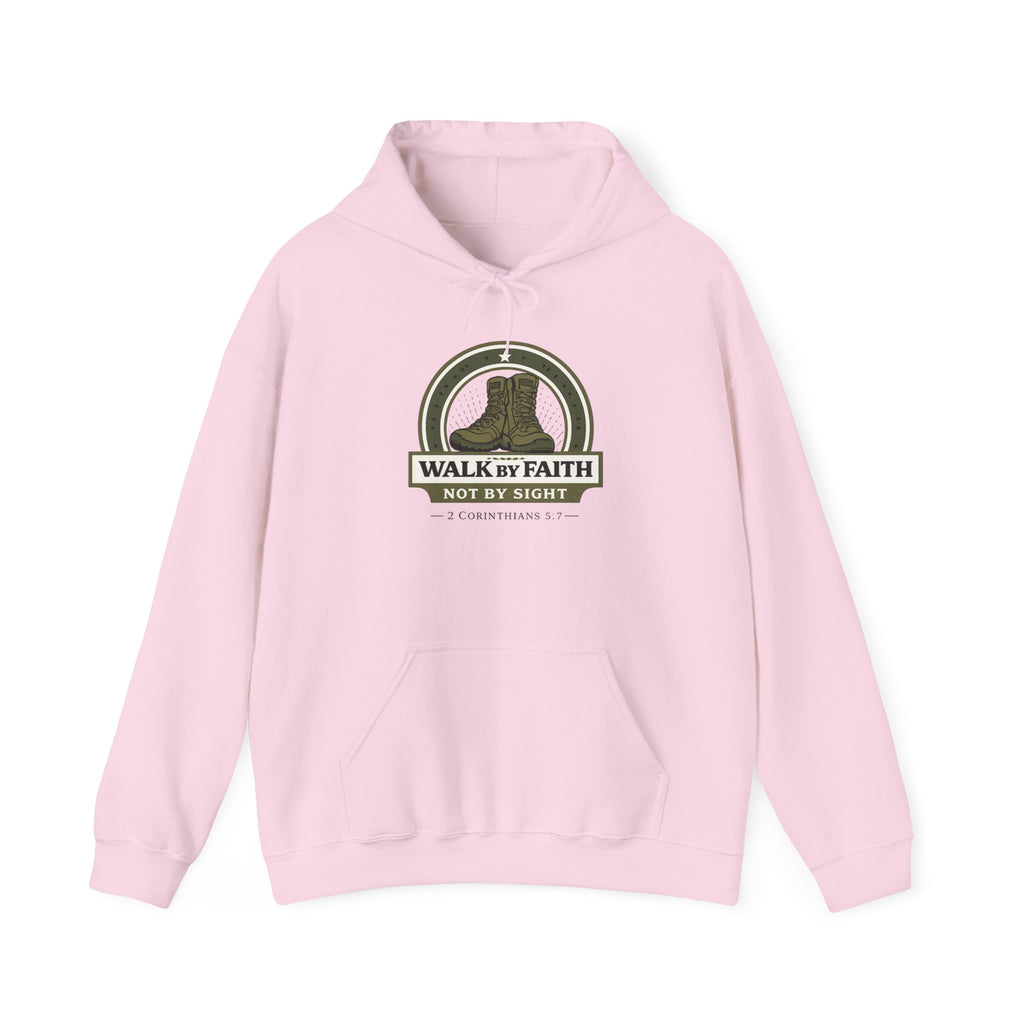 Mens Walk By Faith Hoodie – Inspirational Christian Faith Sweatshirt