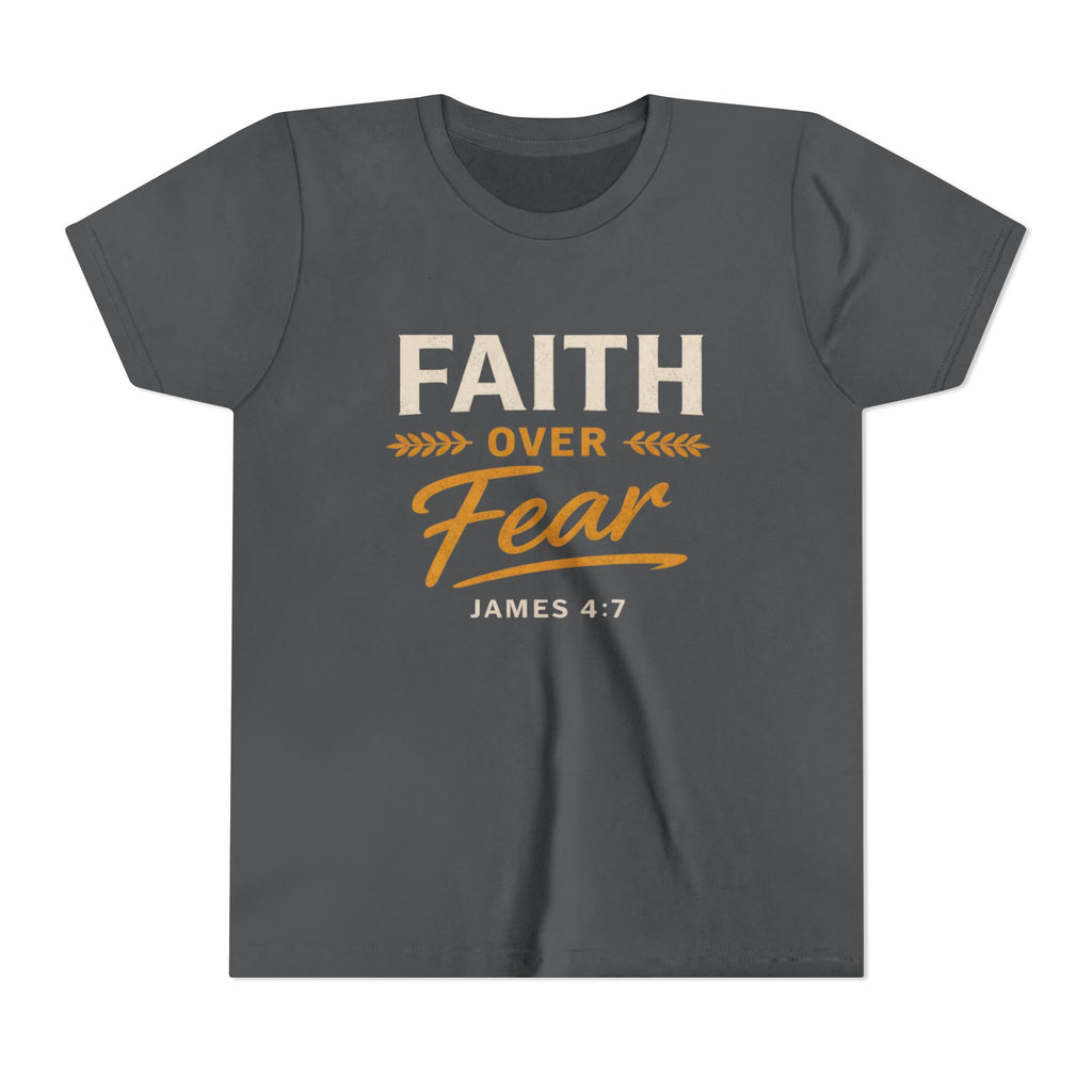 Faith Over Fear Youth Tee | James 4:7 Christian Kids Shirt