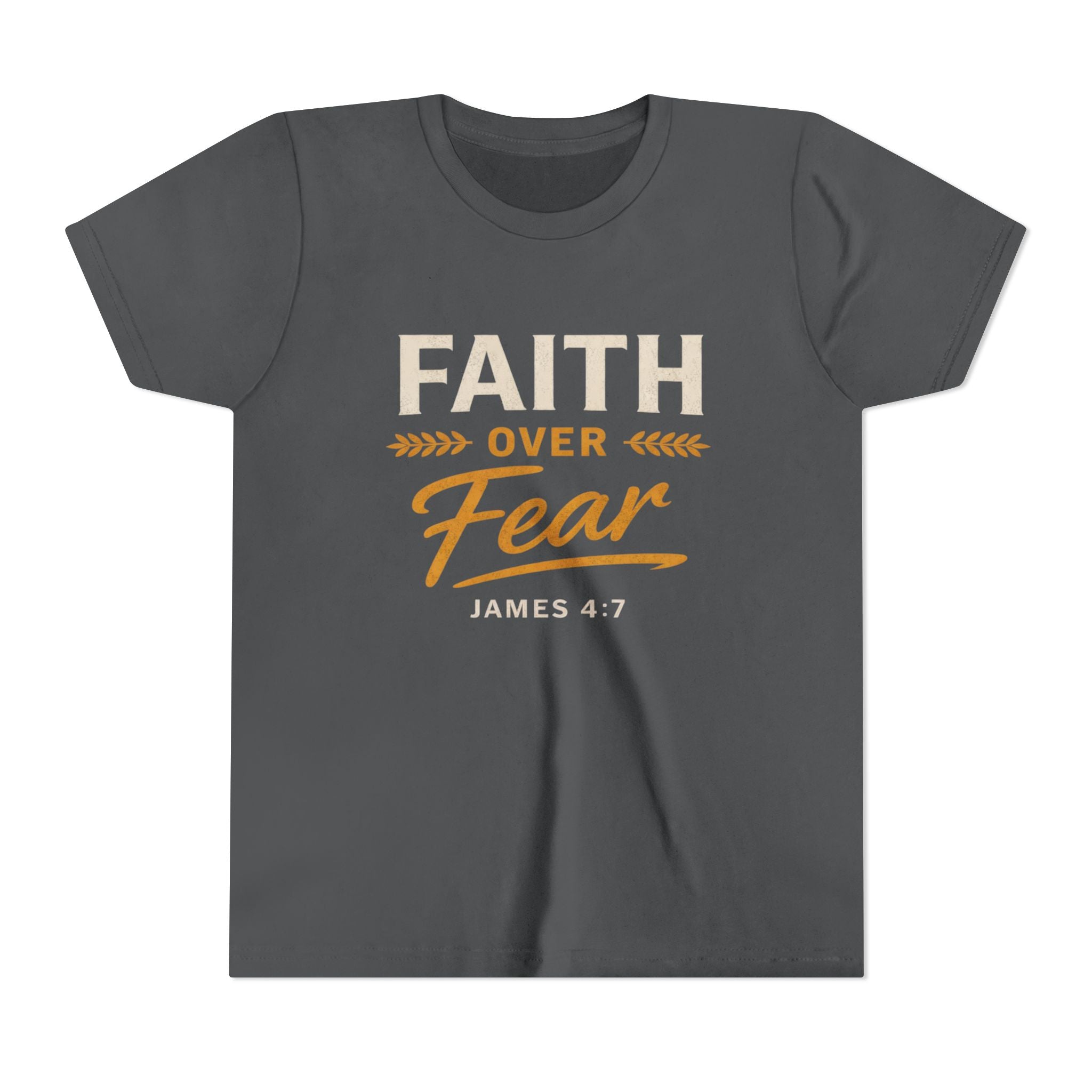 Girl Faith Over Fear Youth Tee | James 4:7 Christian Kids Shirt