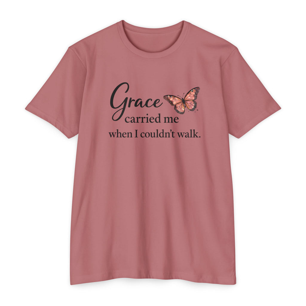 Grace Carried Me T-Shirt — Inspirational Butterfly Faith Tee