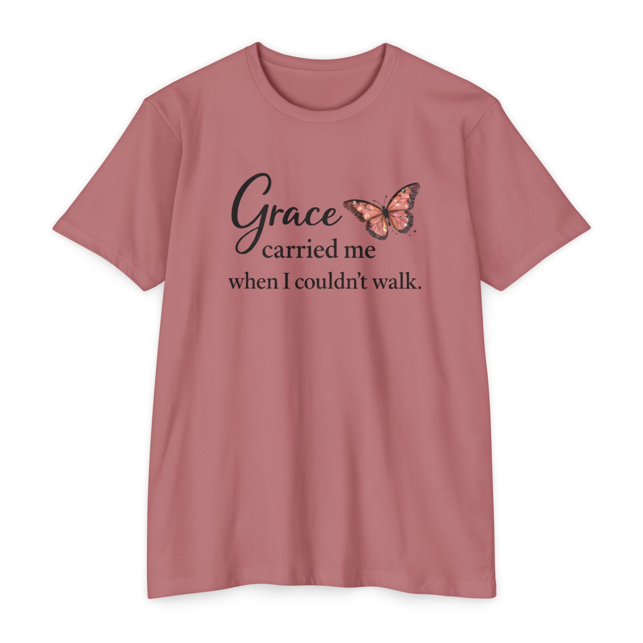 Grace Carried Me T-Shirt — Inspirational Butterfly Faith Tee