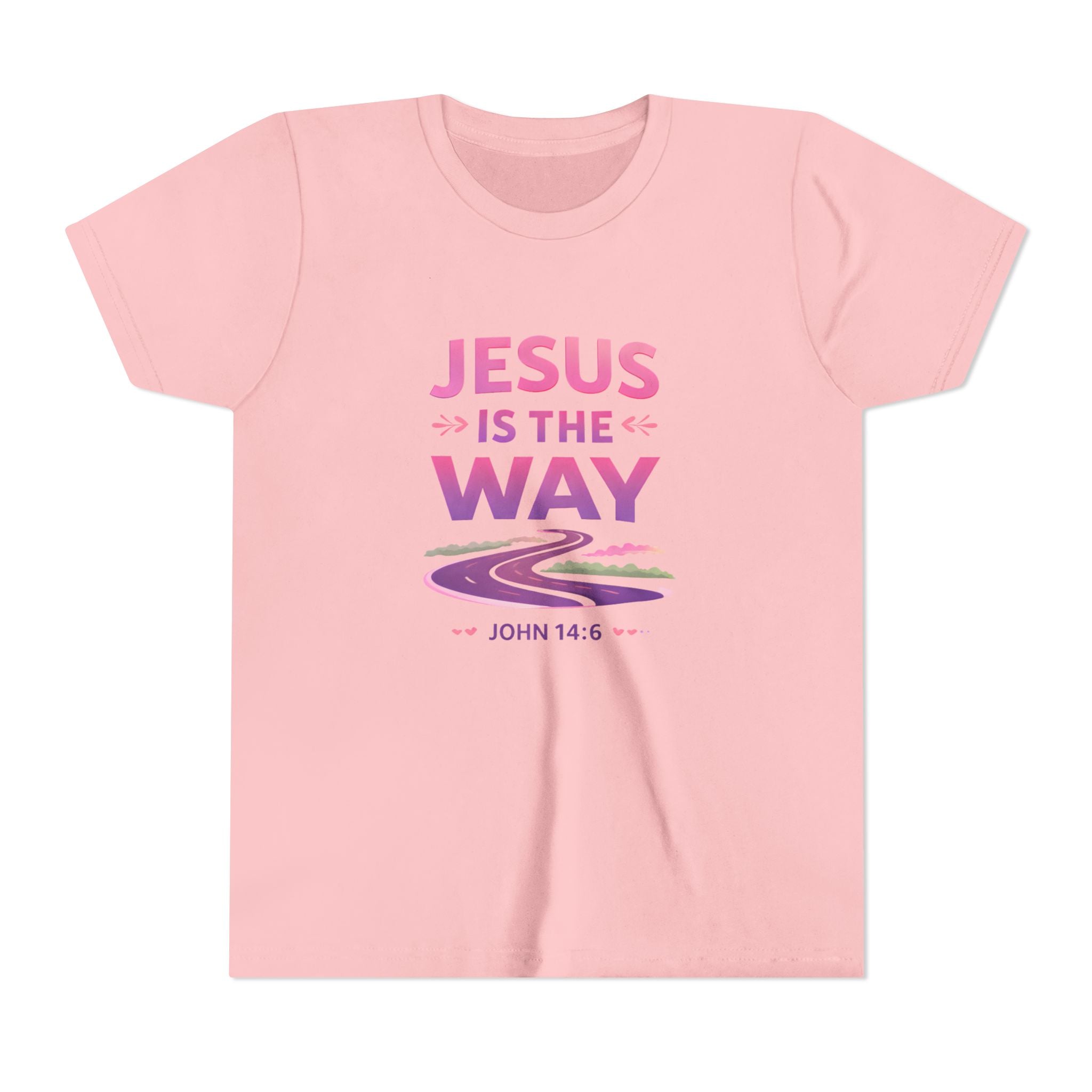Girls Youth Tee — "Jesus Is The Way" Christian Kids T-Shirt (John 14:6)