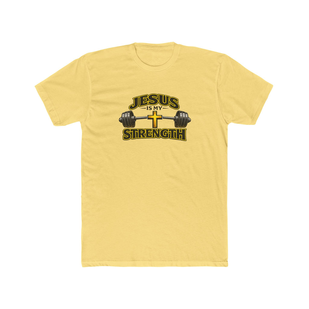 Jesus Is My Strength T-Shirt | Cross & Barbell Christian Faith Workout Tee