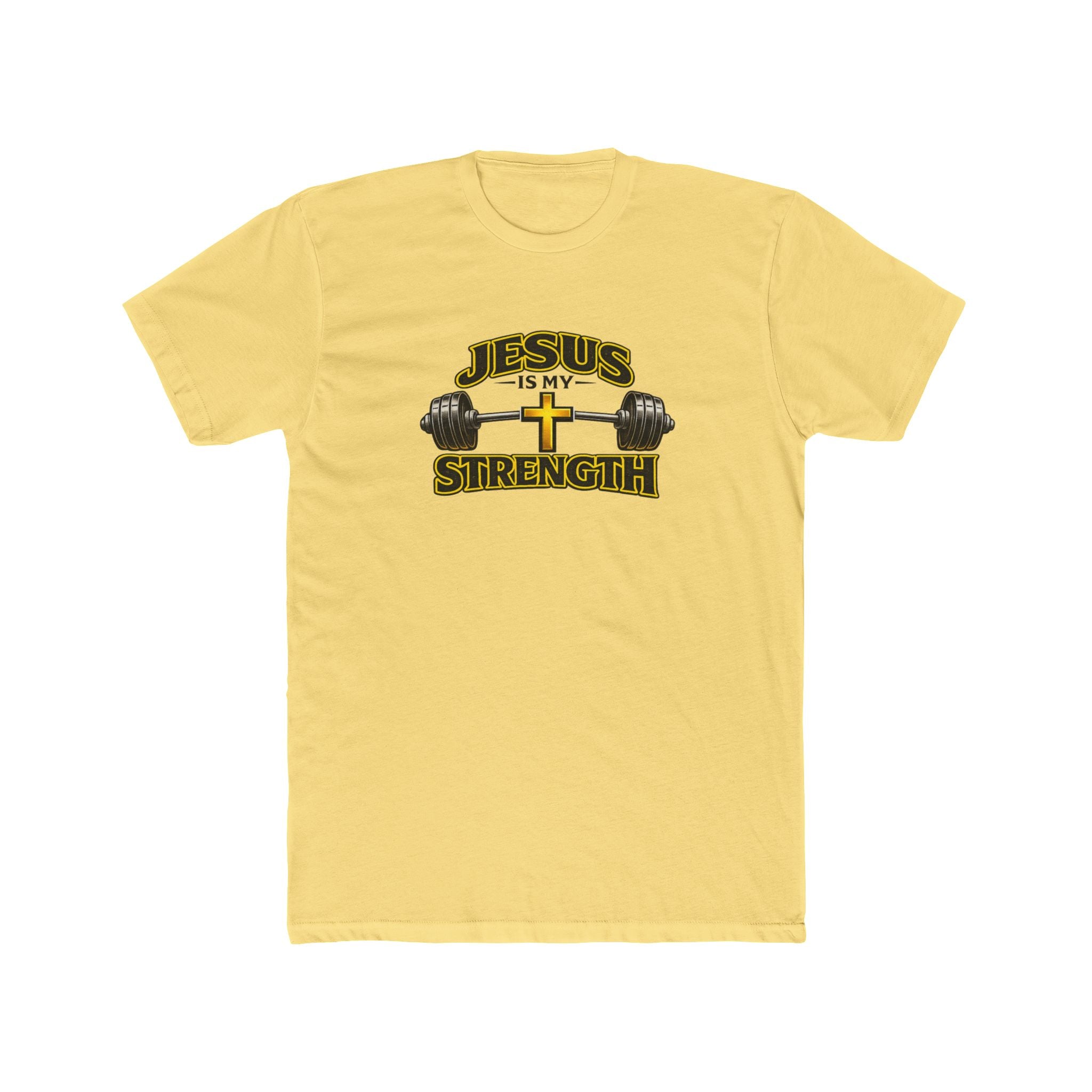 Jesus Is My Strength T-Shirt | Cross & Barbell Christian Faith Workout Tee