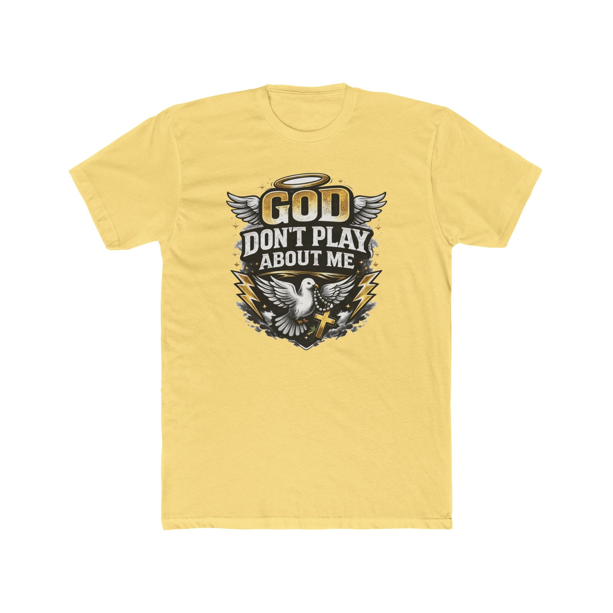 God Don't Play About Me T-Shirt | Dove, Cross & Lightning Christian Tee