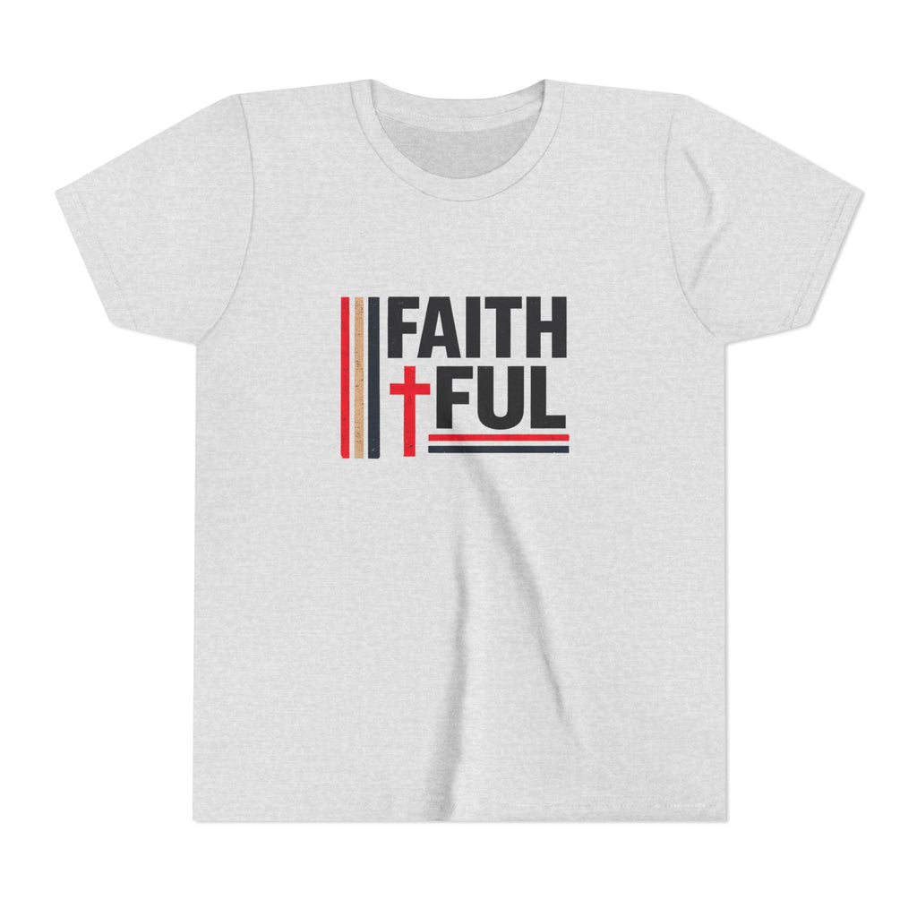 Boys Faithful Youth Tee — Christian Kids Shirt with Cross Graphic