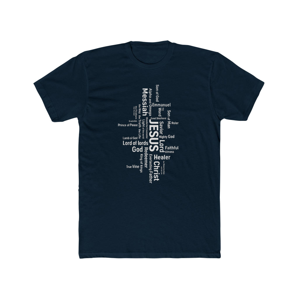 Mens Christian Jesus Word Cloud T-Shirt — Faith-Based Cross Tee