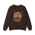 Faith Crewneck Sweatshirt — "Raised by Grace Through Faith" Floral Cross