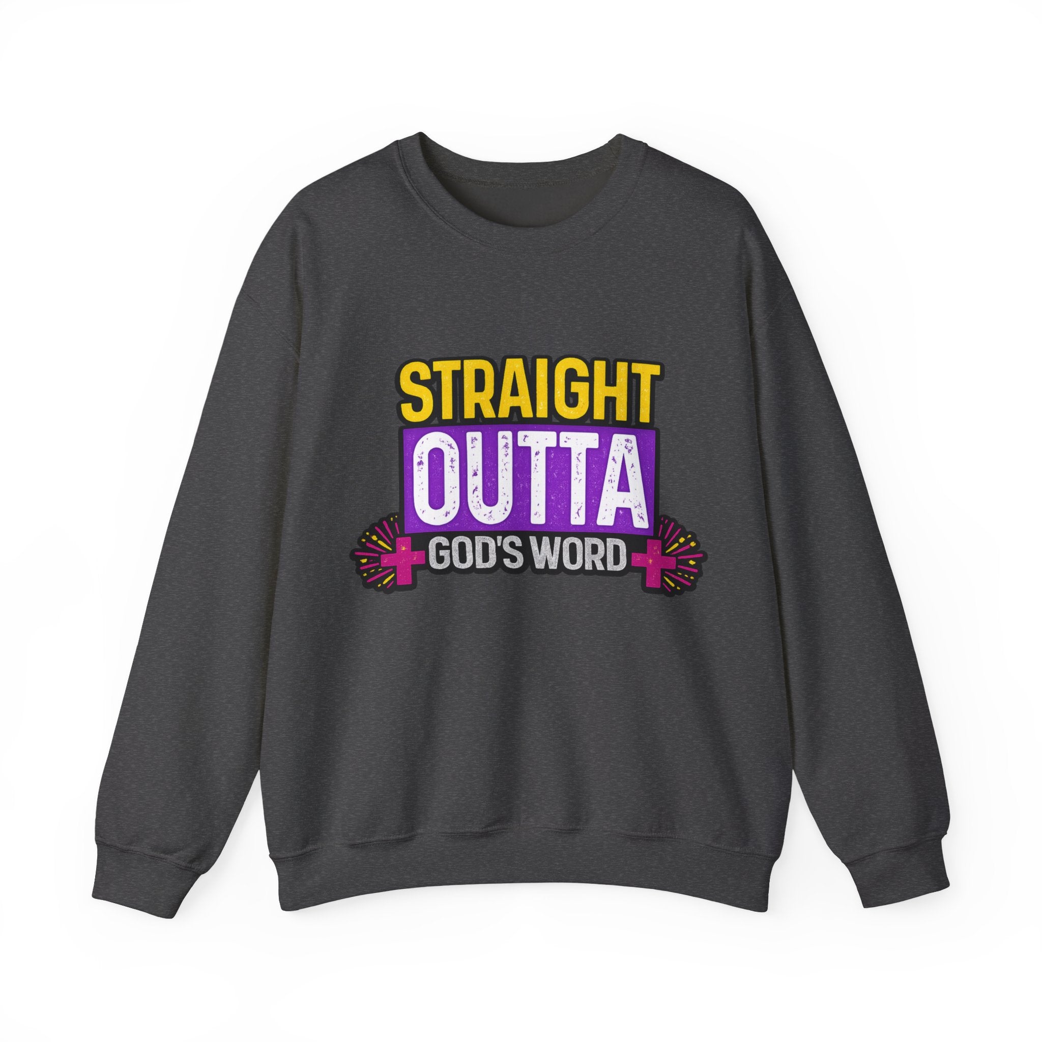 Womens Crewneck Sweatshirt — "Straight Outta God's Word" Christian Gospel Pullover