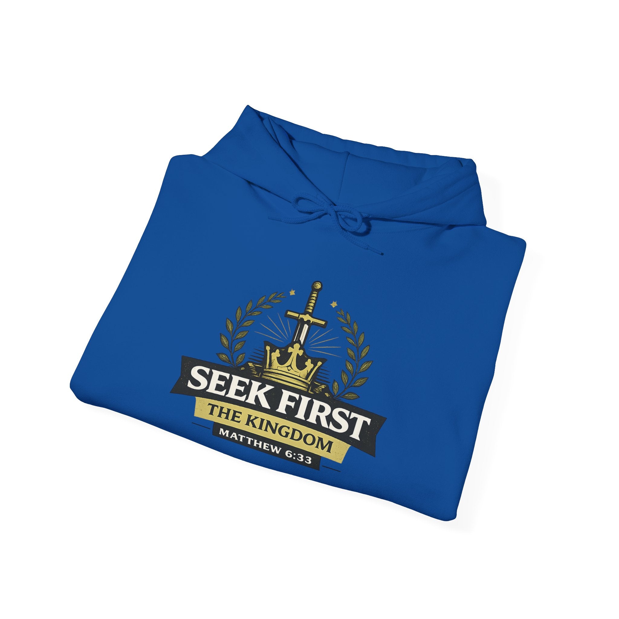 Mens Seek First the Kingdom Hoodie — Matthew 6:33 Christian Faith Pullover