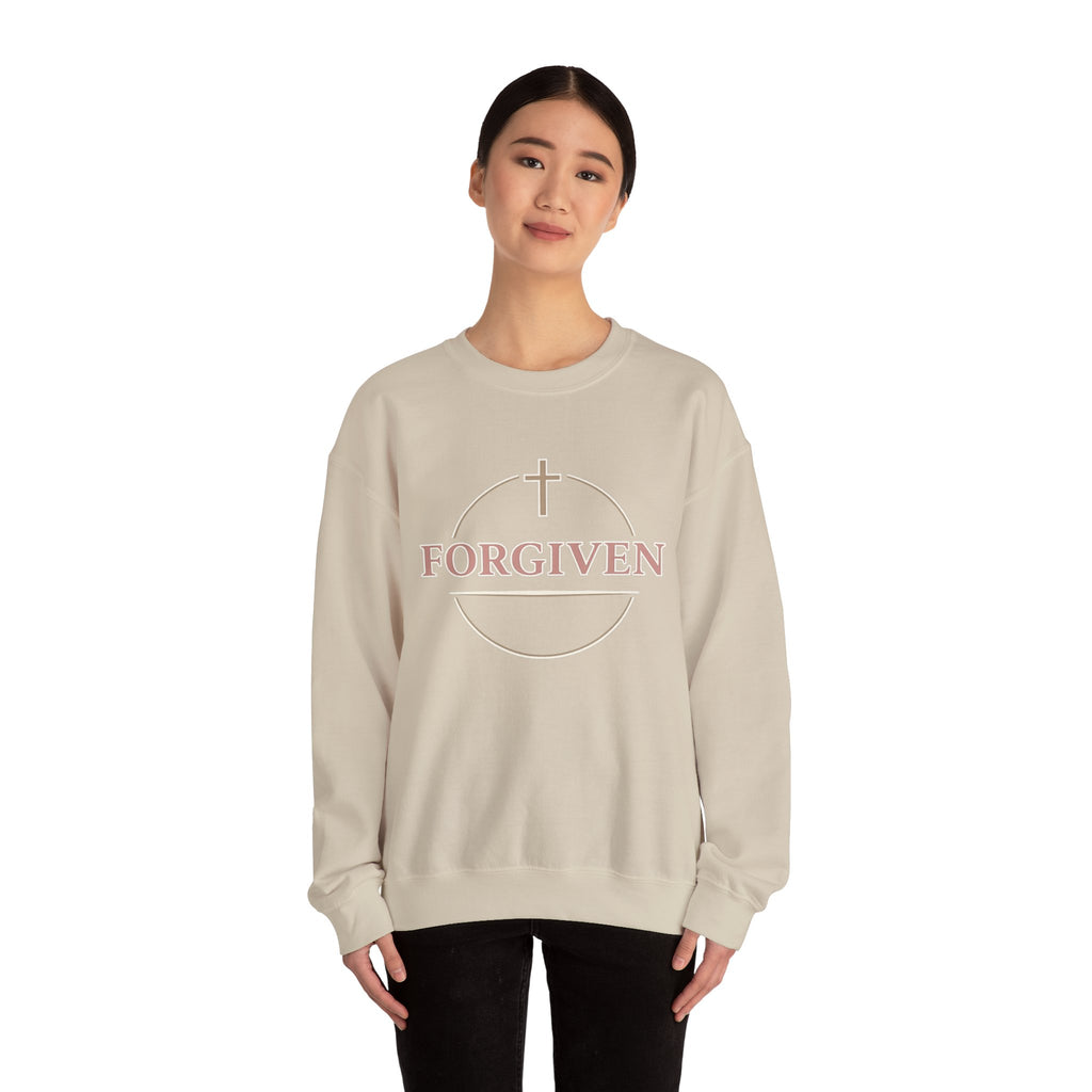 Womens Forgiven Crewneck Sweatshirt — Christian Faith Cross Pullover