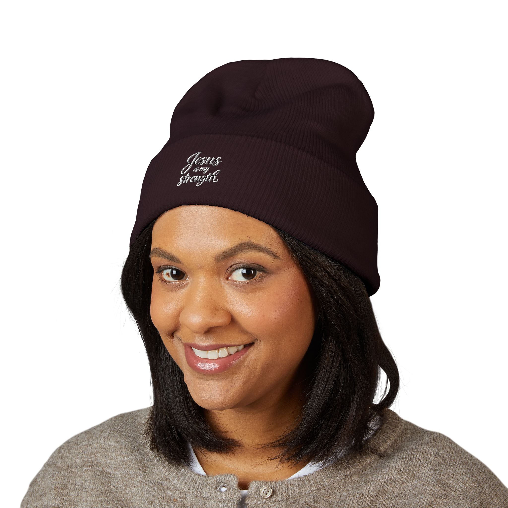 Embroidered Classic Cuffed Beanie — Minimal Script Logo