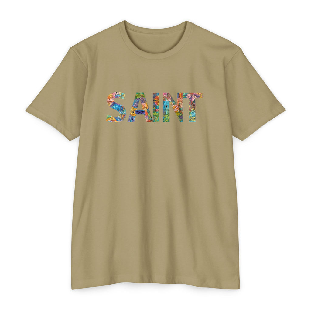 Womens Saint Floral Print T-shirt | 'SAINT' Flower Lettering Tee