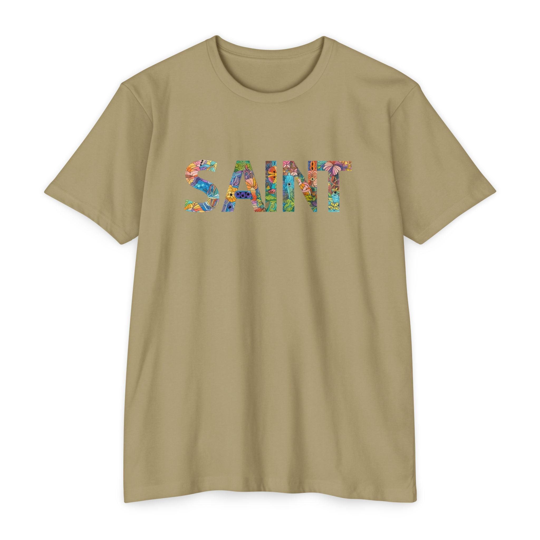 Womens Saint Floral Print T-shirt | 'SAINT' Flower Lettering Tee