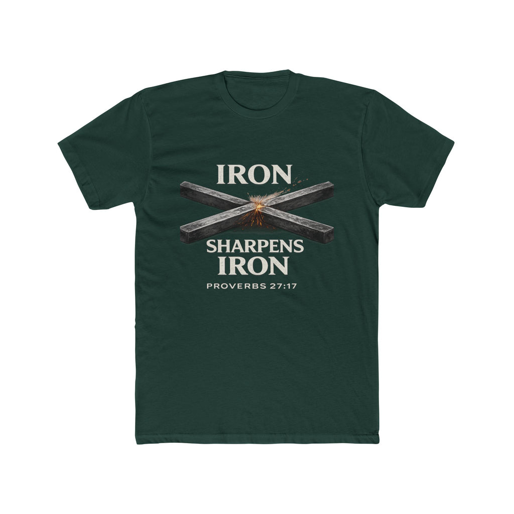 Iron Sharpens Iron T‑Shirt — Proverbs 27:17 Christian Tee