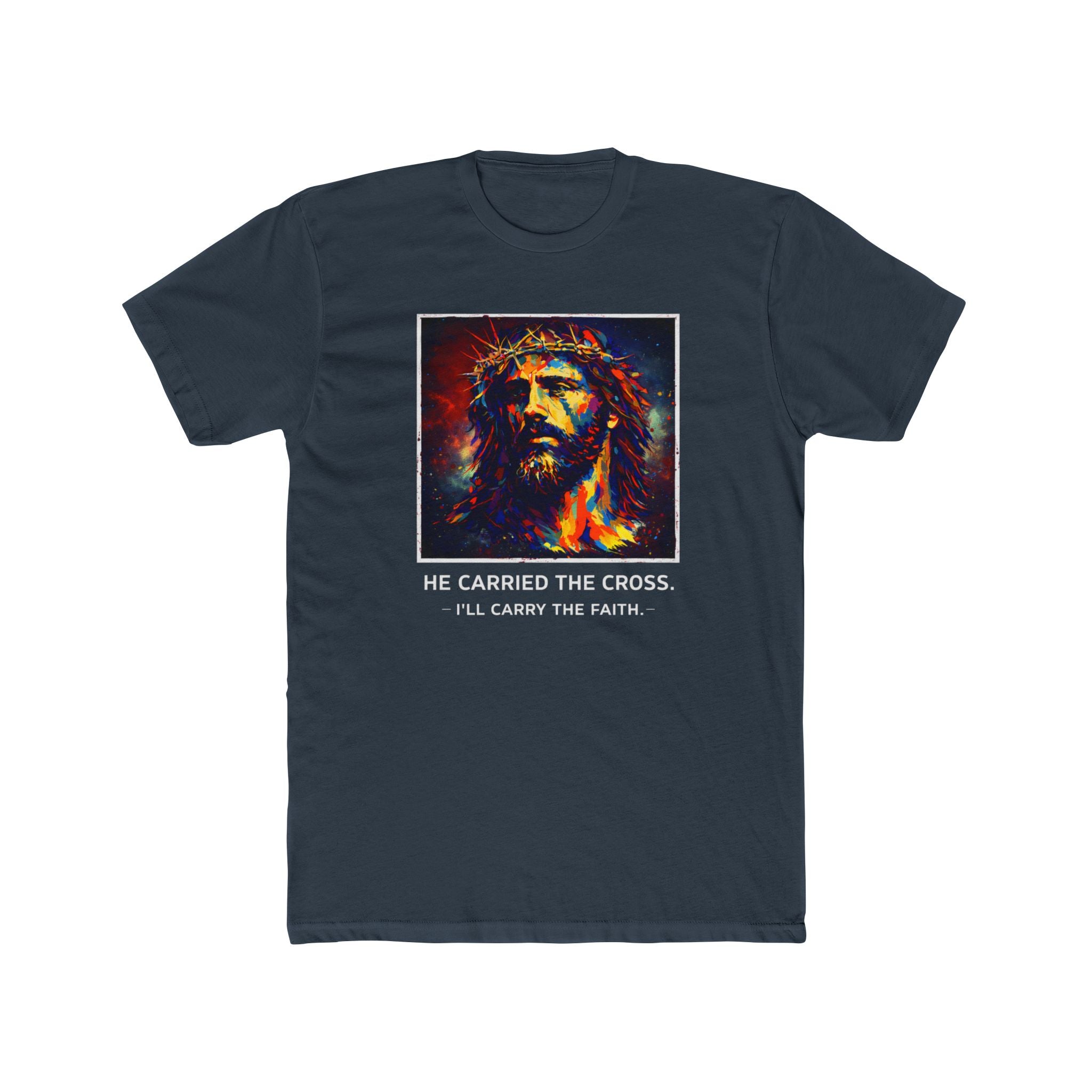 Mens 'He Carried the Cross, I'll Carry the Faith' Graphic Tee
