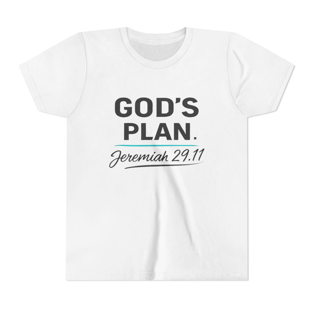 Youth Tee — "God's Plan" Jeremiah 29:11 Christian Faith Shirt