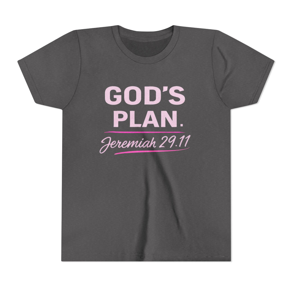 Girls Youth Tee — "God's Plan" Jeremiah 29:11 Christian Faith T-shirt