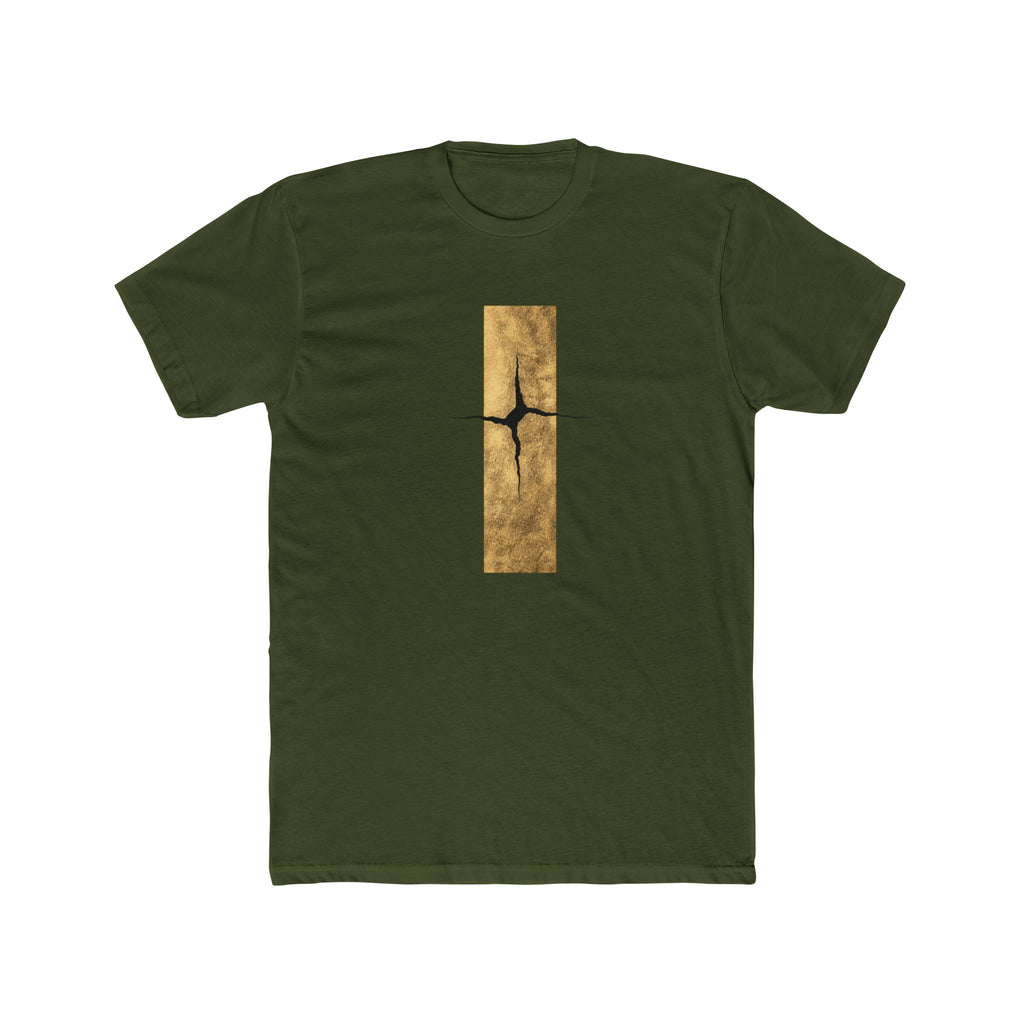 Cracked Gold Bar Tee | Minimal Abstract Vertical Design